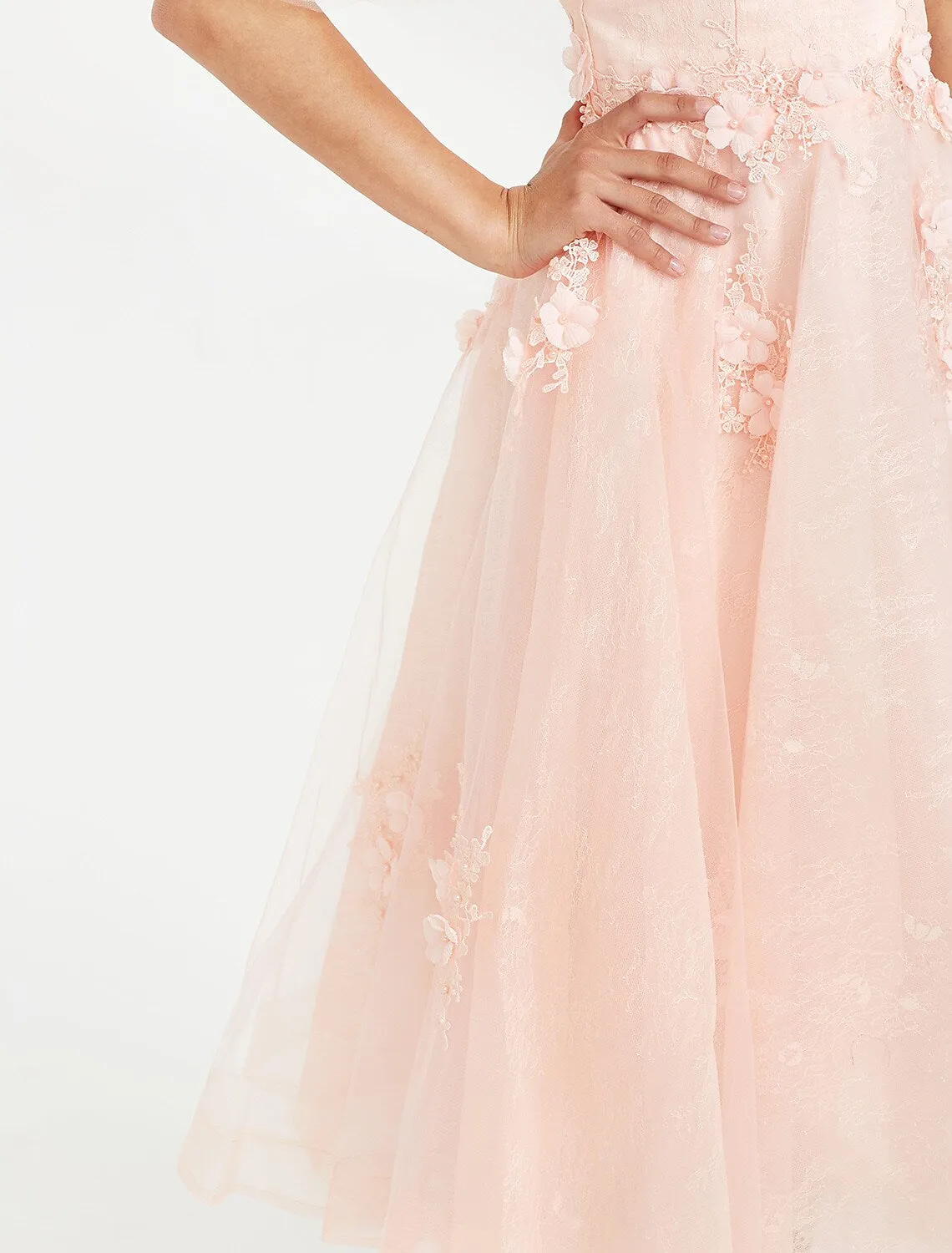 A-Line Prom Dresses Elegant Dress Wedding Short Sleeve V Neck Tulle with Appliques