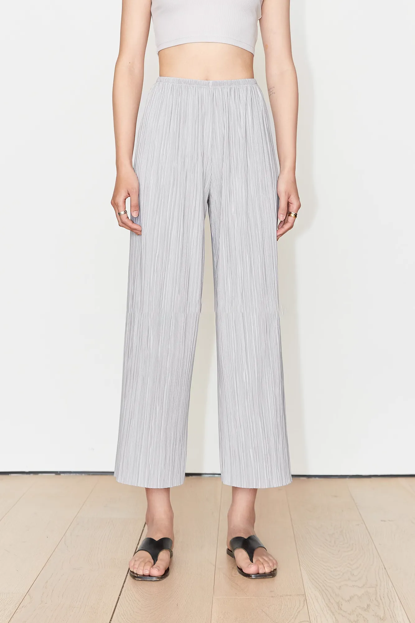 Airy Issey Miyake Inspired Pleated Wide Leg Pants