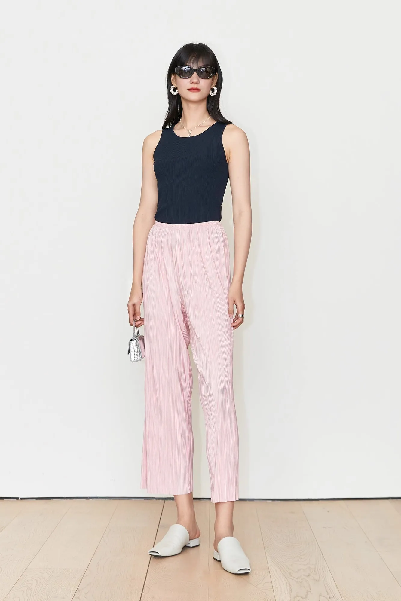 Airy Issey Miyake Inspired Pleated Wide Leg Pants