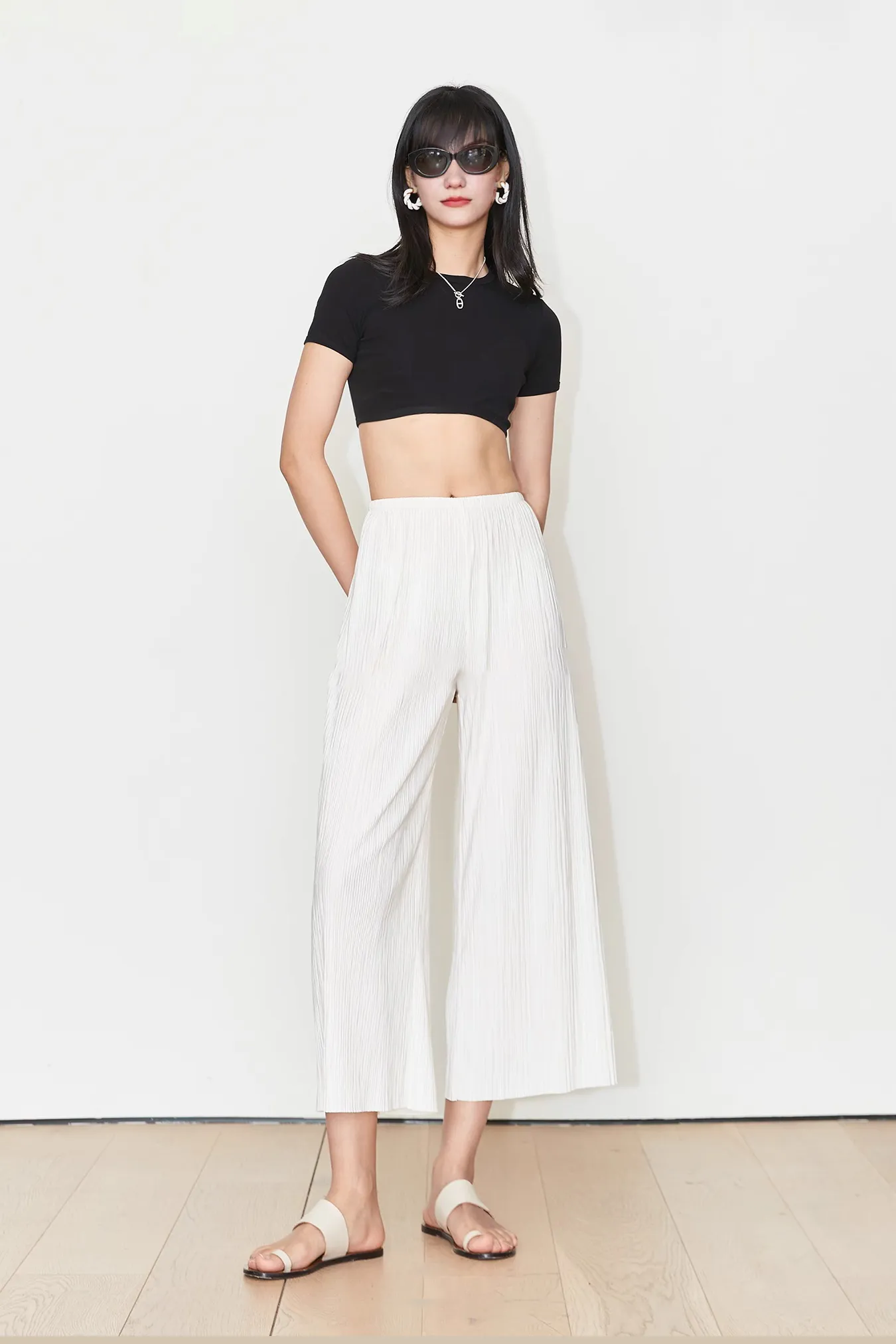 Airy Issey Miyake Inspired Pleated Wide Leg Pants