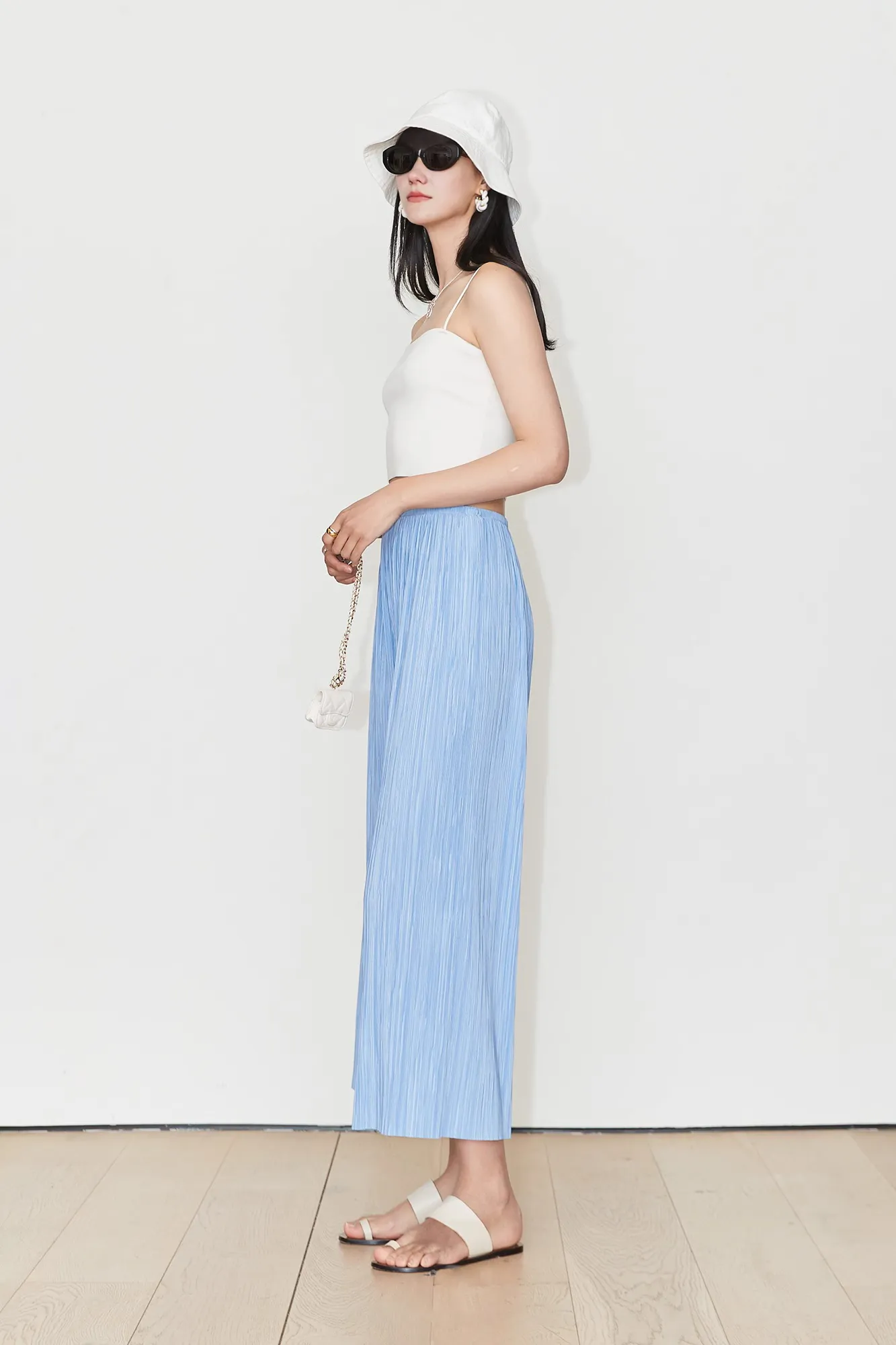 Airy Issey Miyake Inspired Pleated Wide Leg Pants