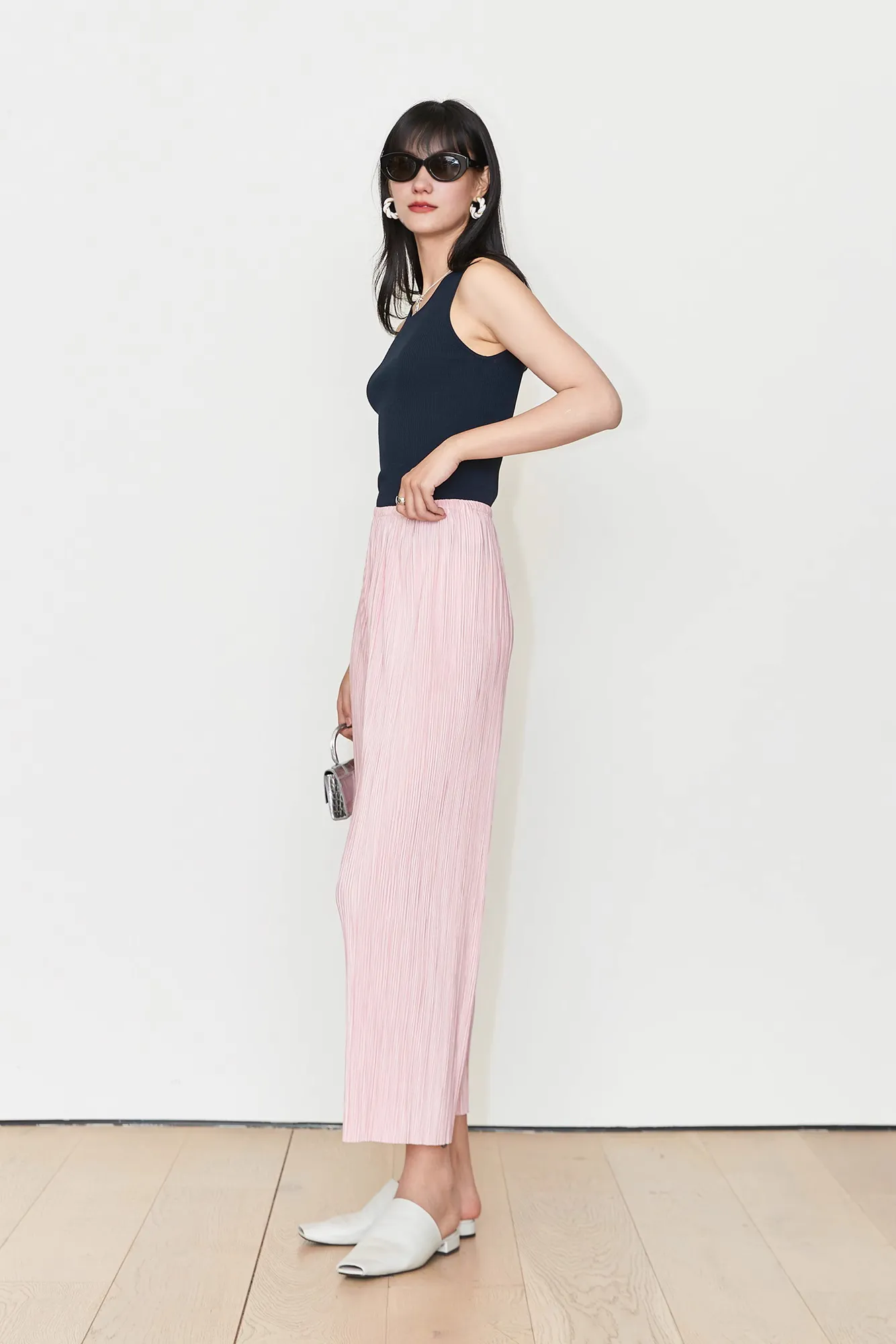 Airy Issey Miyake Inspired Pleated Wide Leg Pants