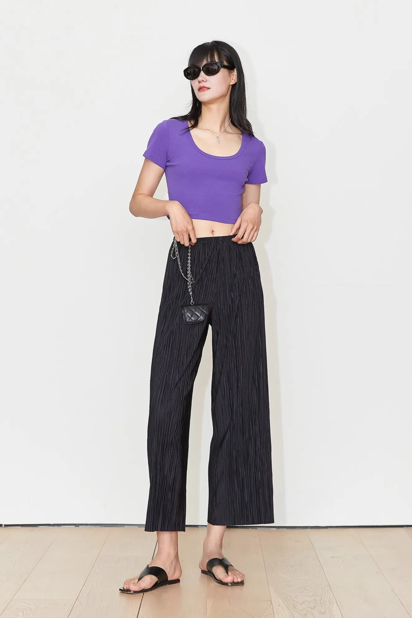 Airy Issey Miyake Inspired Pleated Wide Leg Pants