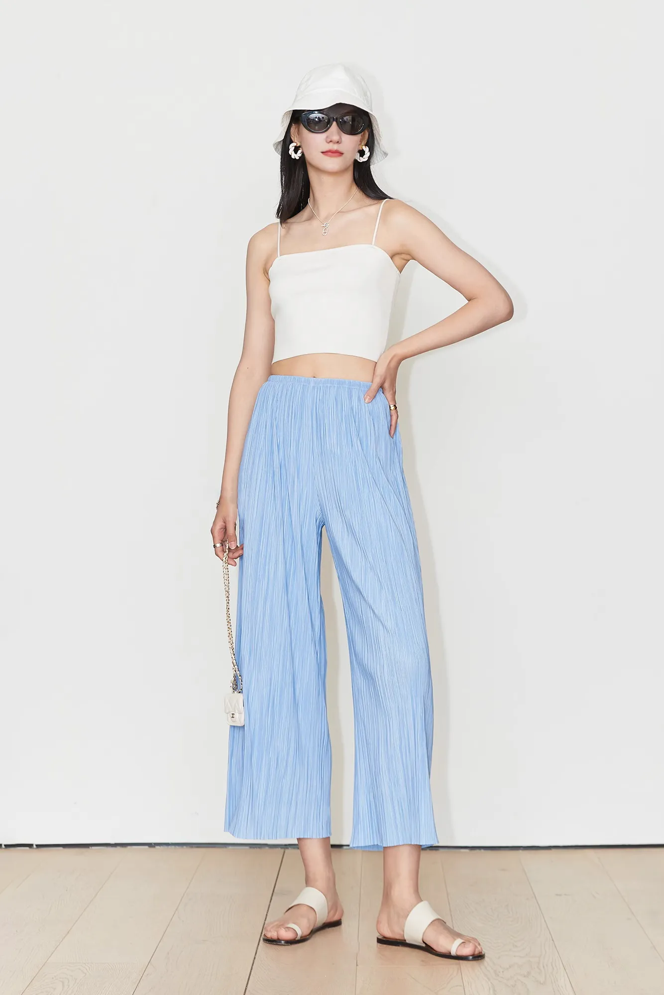 Airy Issey Miyake Inspired Pleated Wide Leg Pants