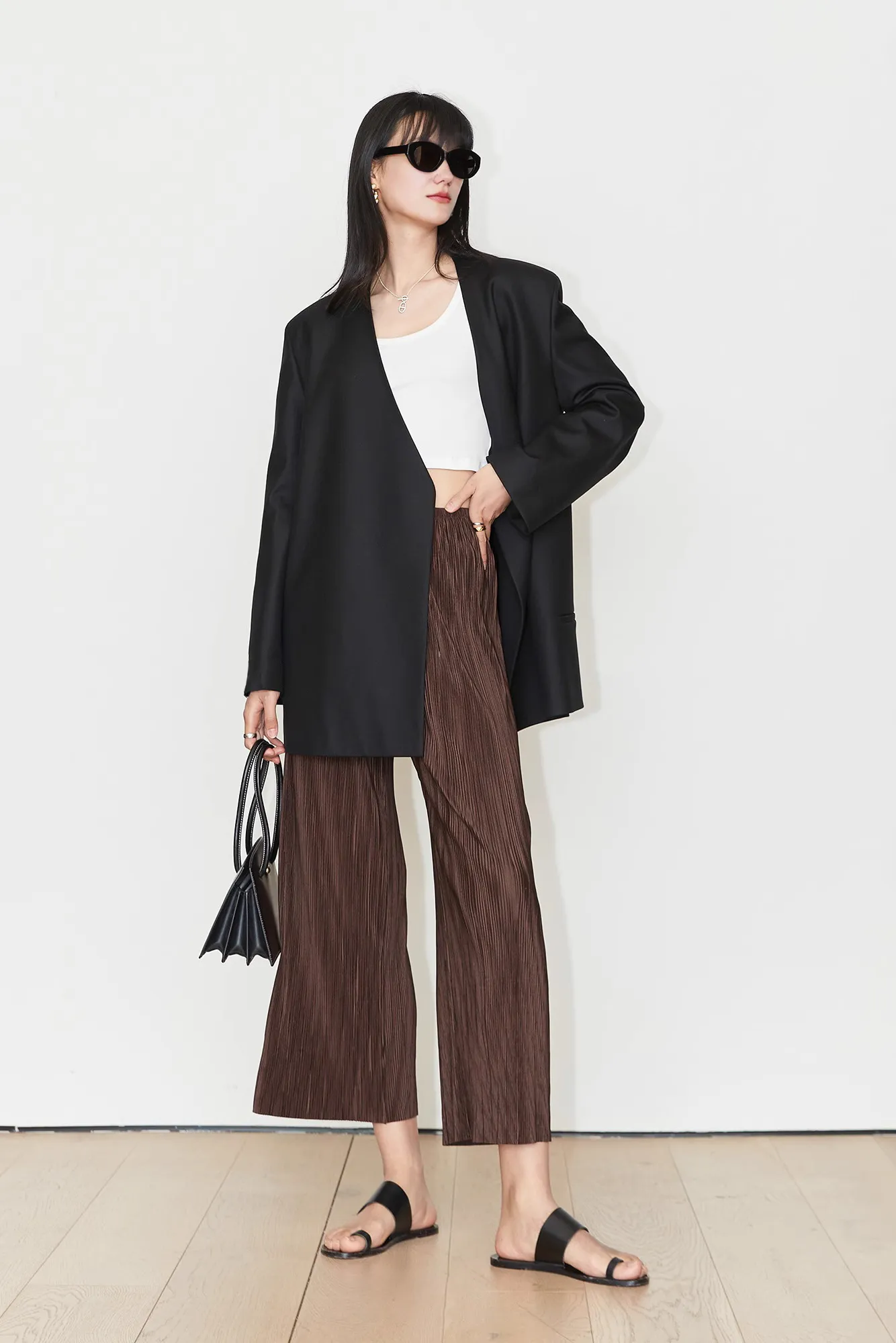 Airy Issey Miyake Inspired Pleated Wide Leg Pants