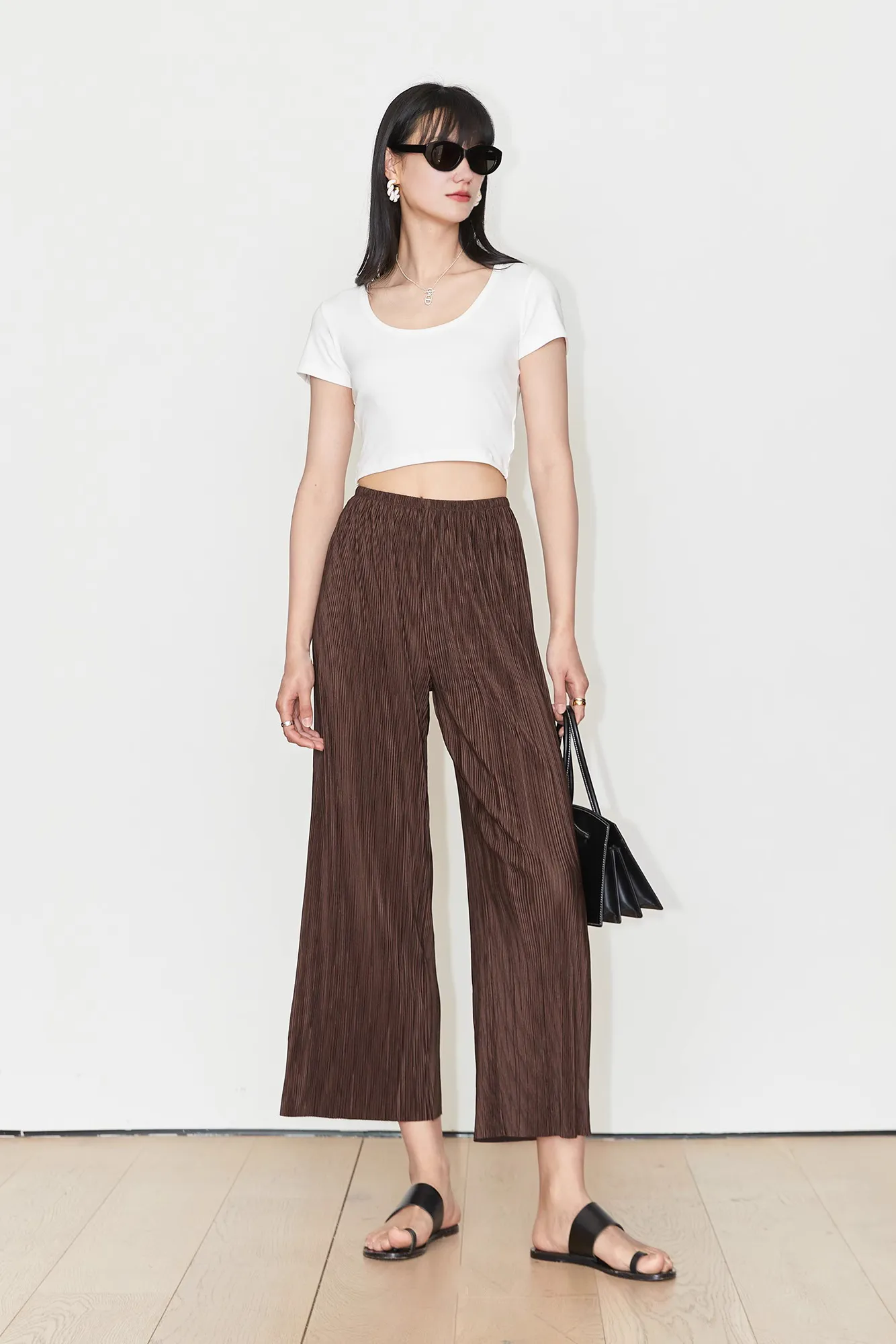 Airy Issey Miyake Inspired Pleated Wide Leg Pants