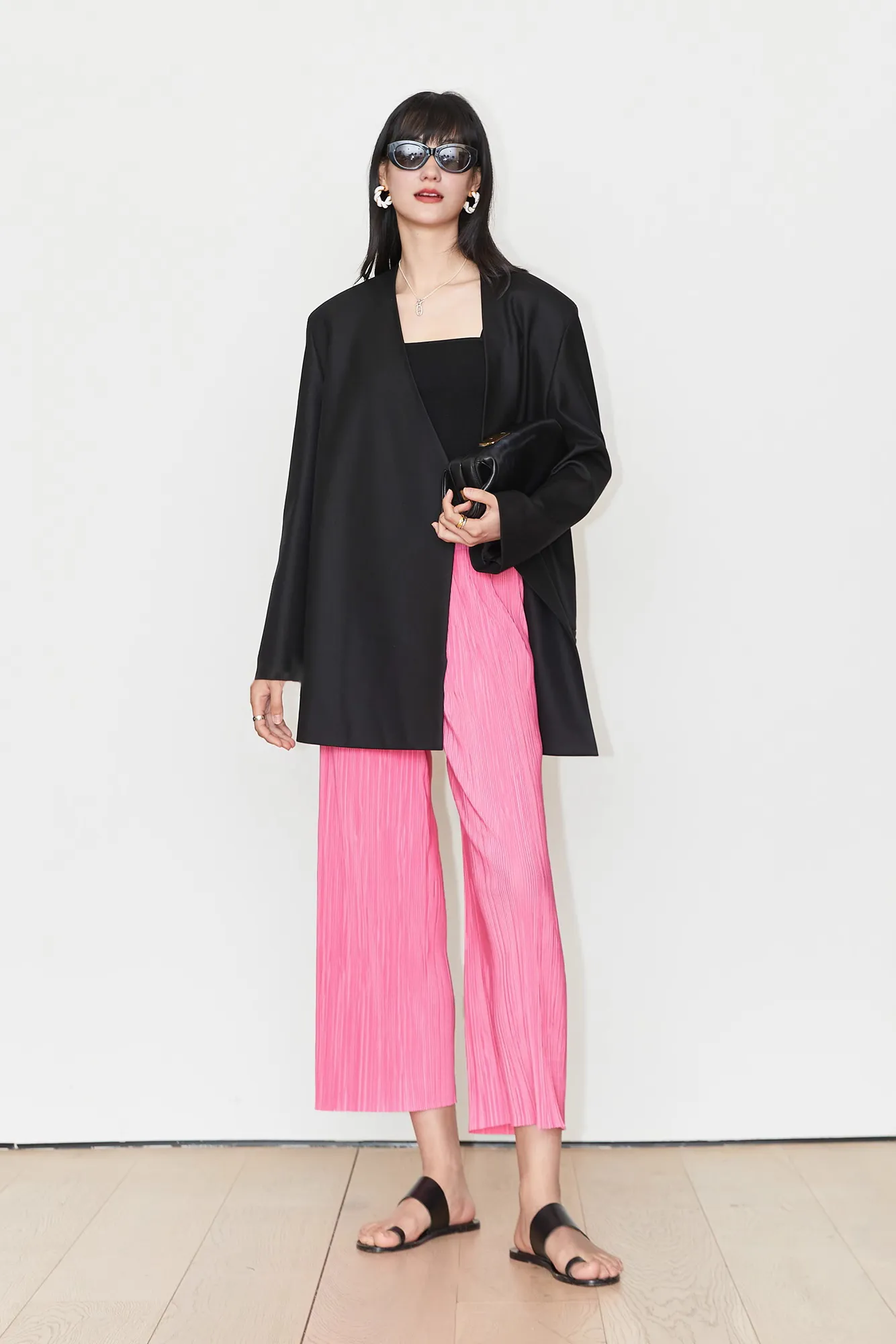 Airy Issey Miyake Inspired Pleated Wide Leg Pants