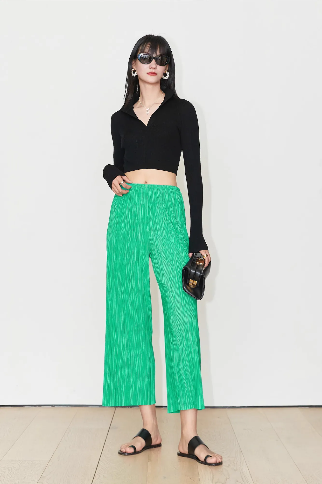 Airy Issey Miyake Inspired Pleated Wide Leg Pants