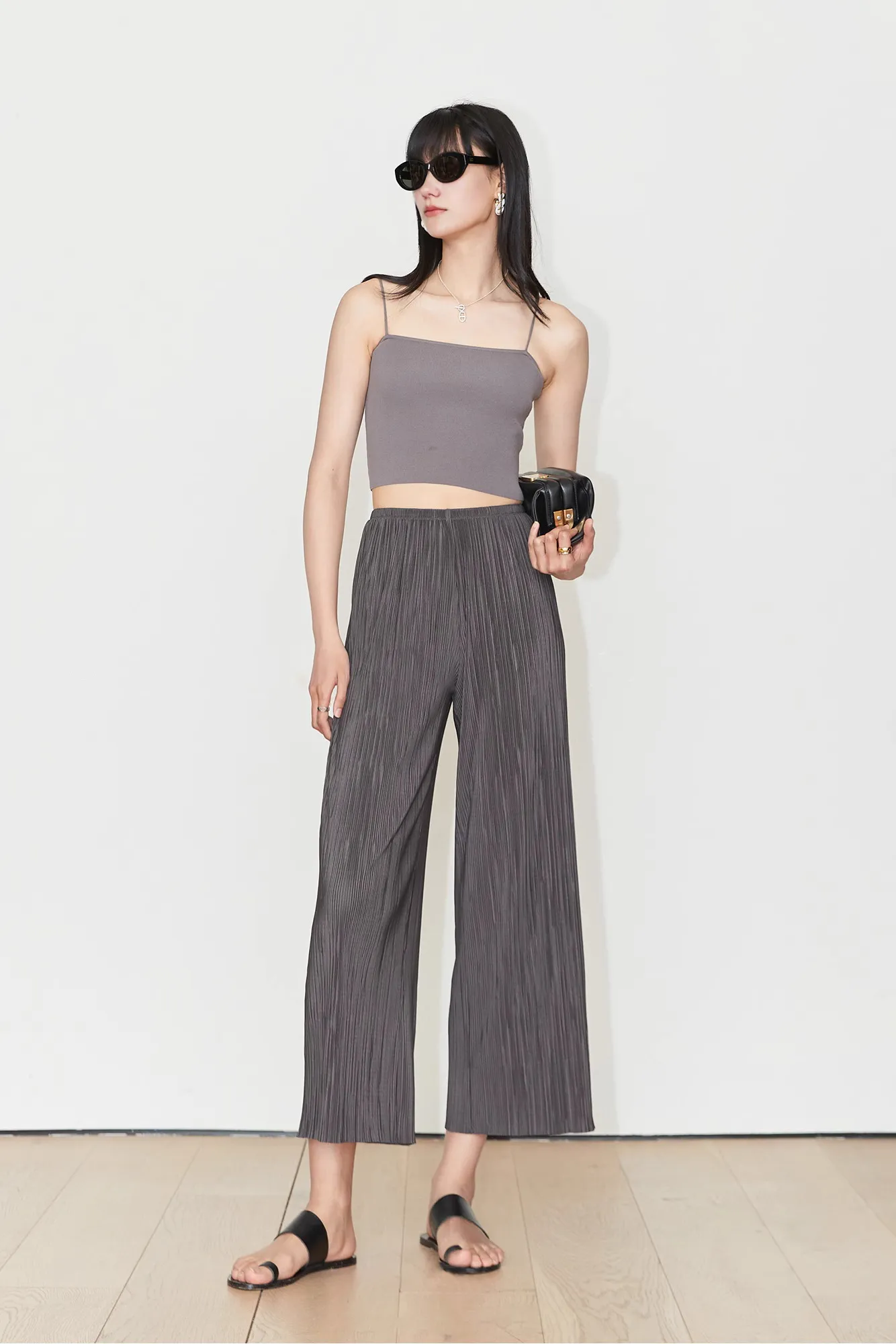 Airy Issey Miyake Inspired Pleated Wide Leg Pants