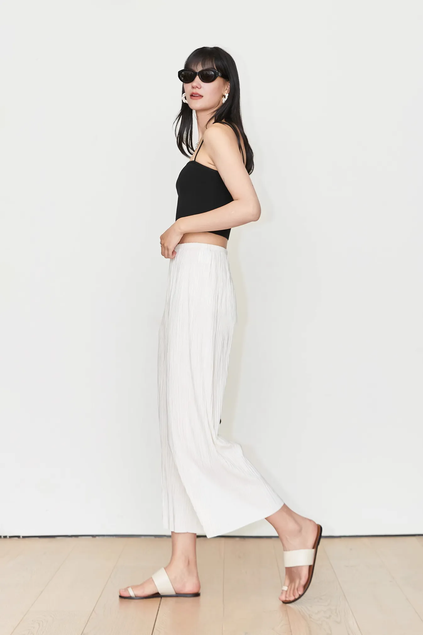 Airy Issey Miyake Inspired Pleated Wide Leg Pants