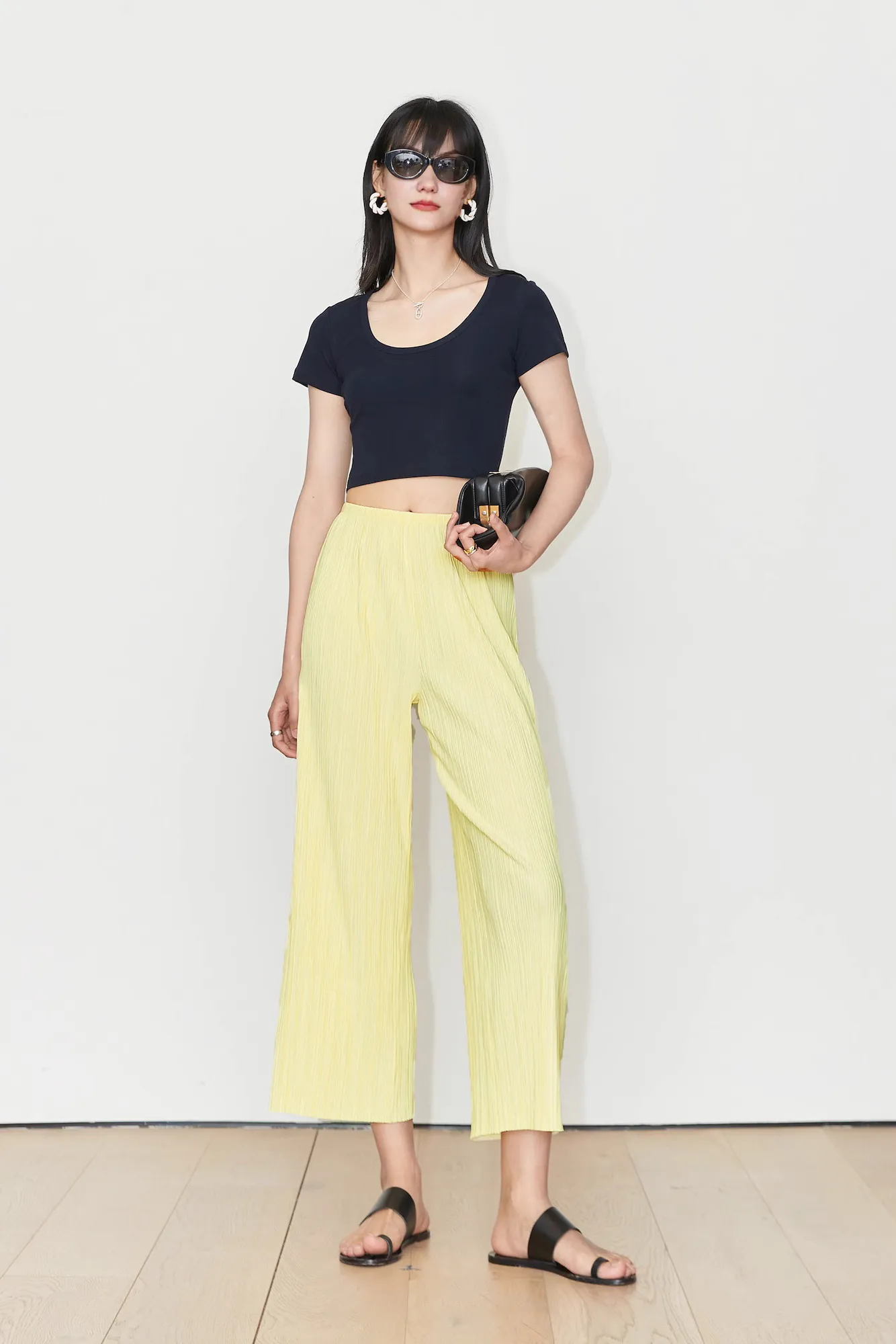 Airy Issey Miyake Inspired Pleated Wide Leg Pants