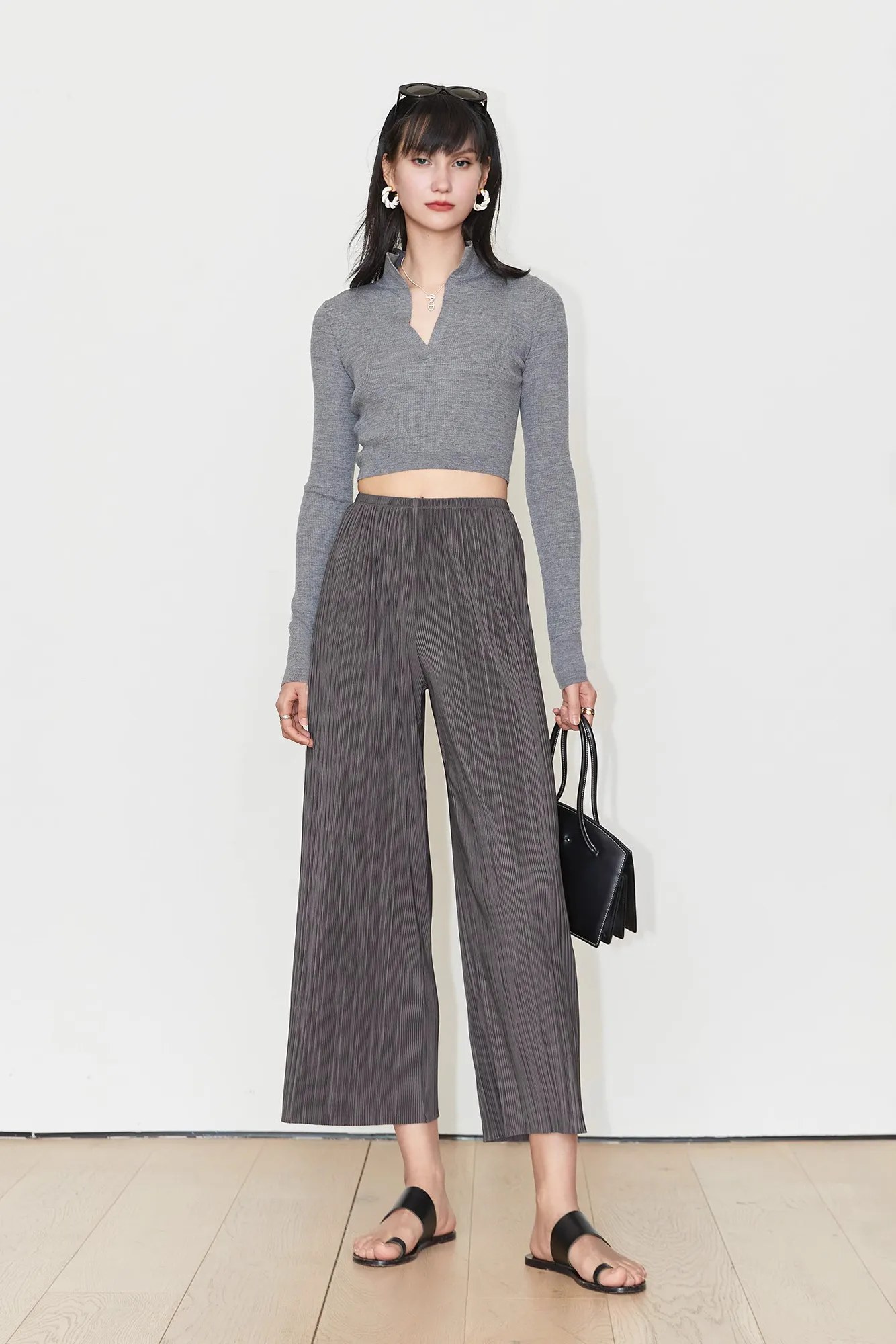 Airy Issey Miyake Inspired Pleated Wide Leg Pants
