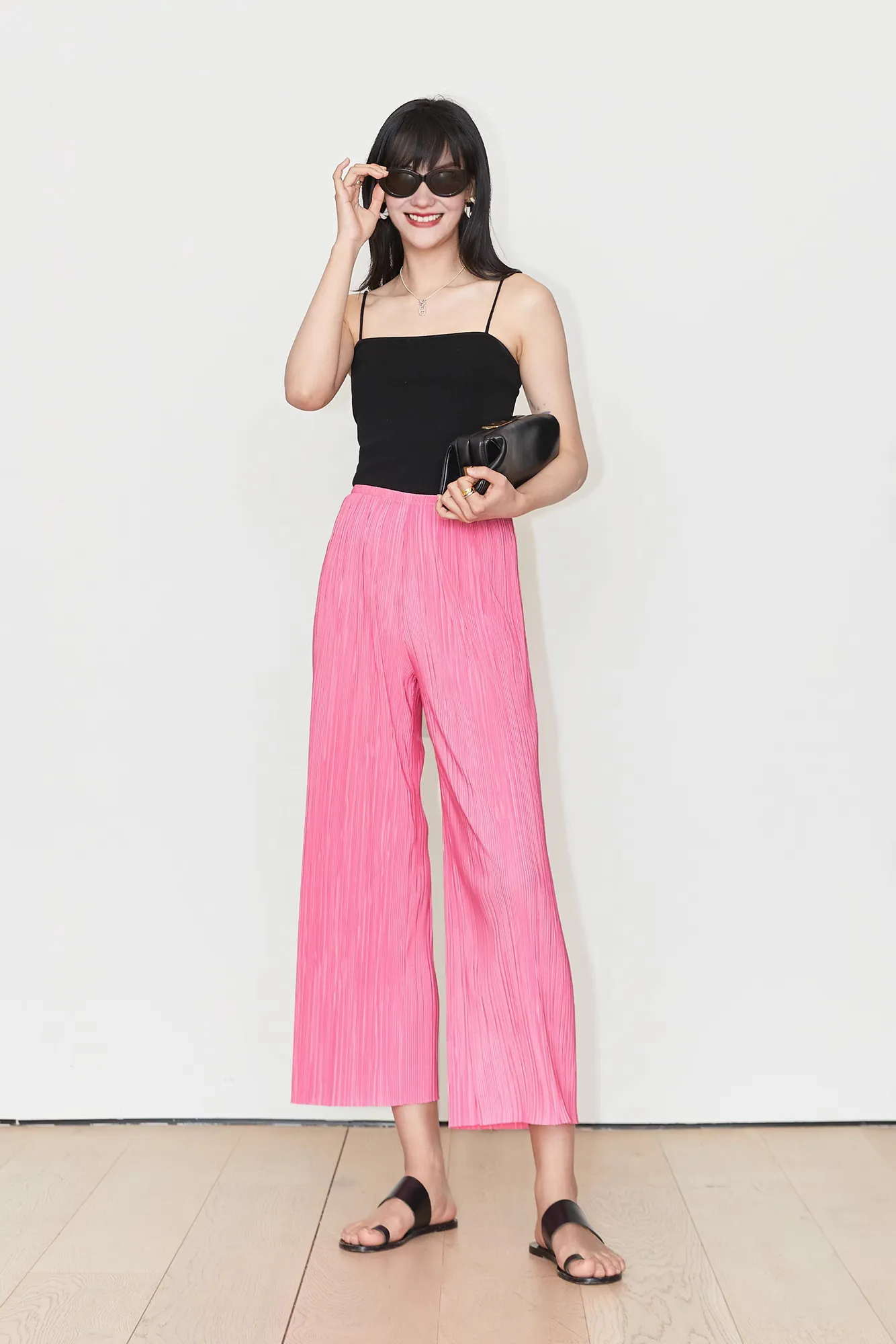 Airy Issey Miyake Inspired Pleated Wide Leg Pants