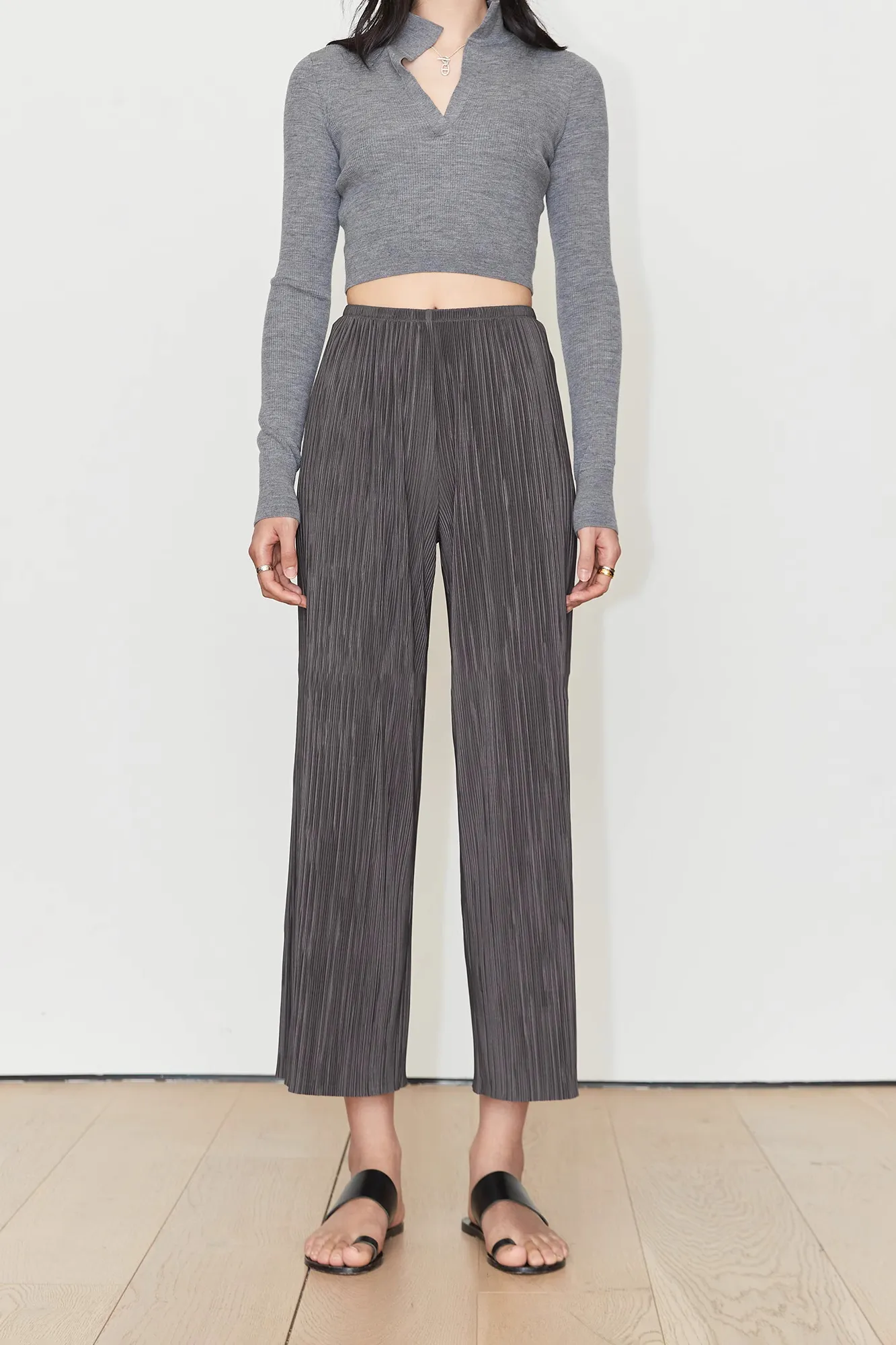 Airy Issey Miyake Inspired Pleated Wide Leg Pants