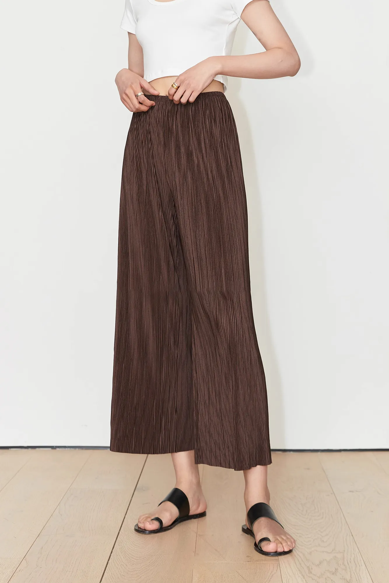 Airy Issey Miyake Inspired Pleated Wide Leg Pants