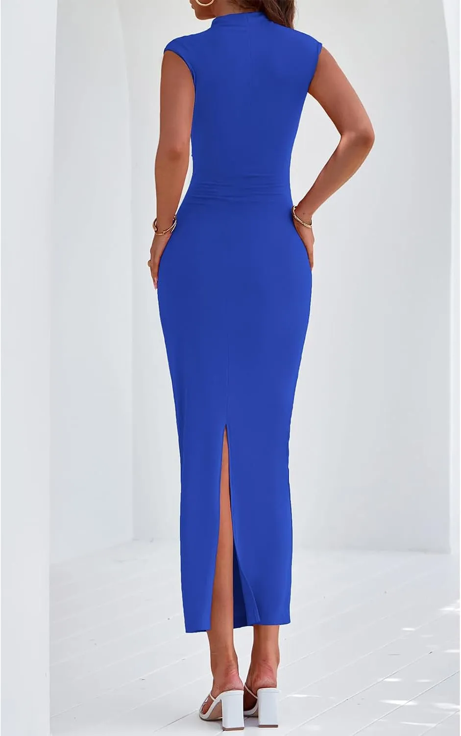 Bodycon Dresses for Women Summer Formal Wedding Guest Dresses Casual Ruched Elegant Maxi Cocktail Dress