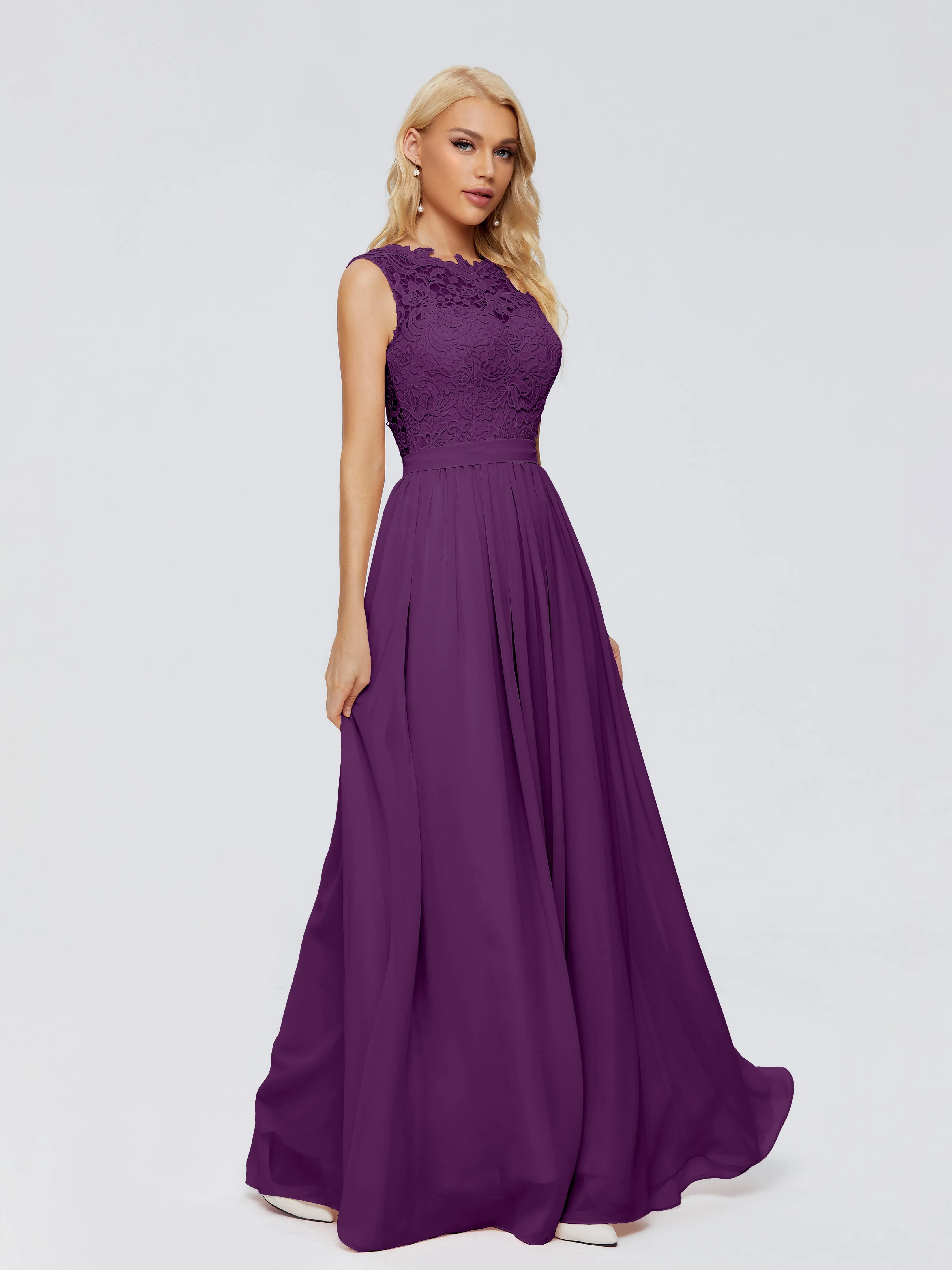 Bridesmaid Dress Grape Melody Elegant Bateau Chiffon Bridesmaid Dresses