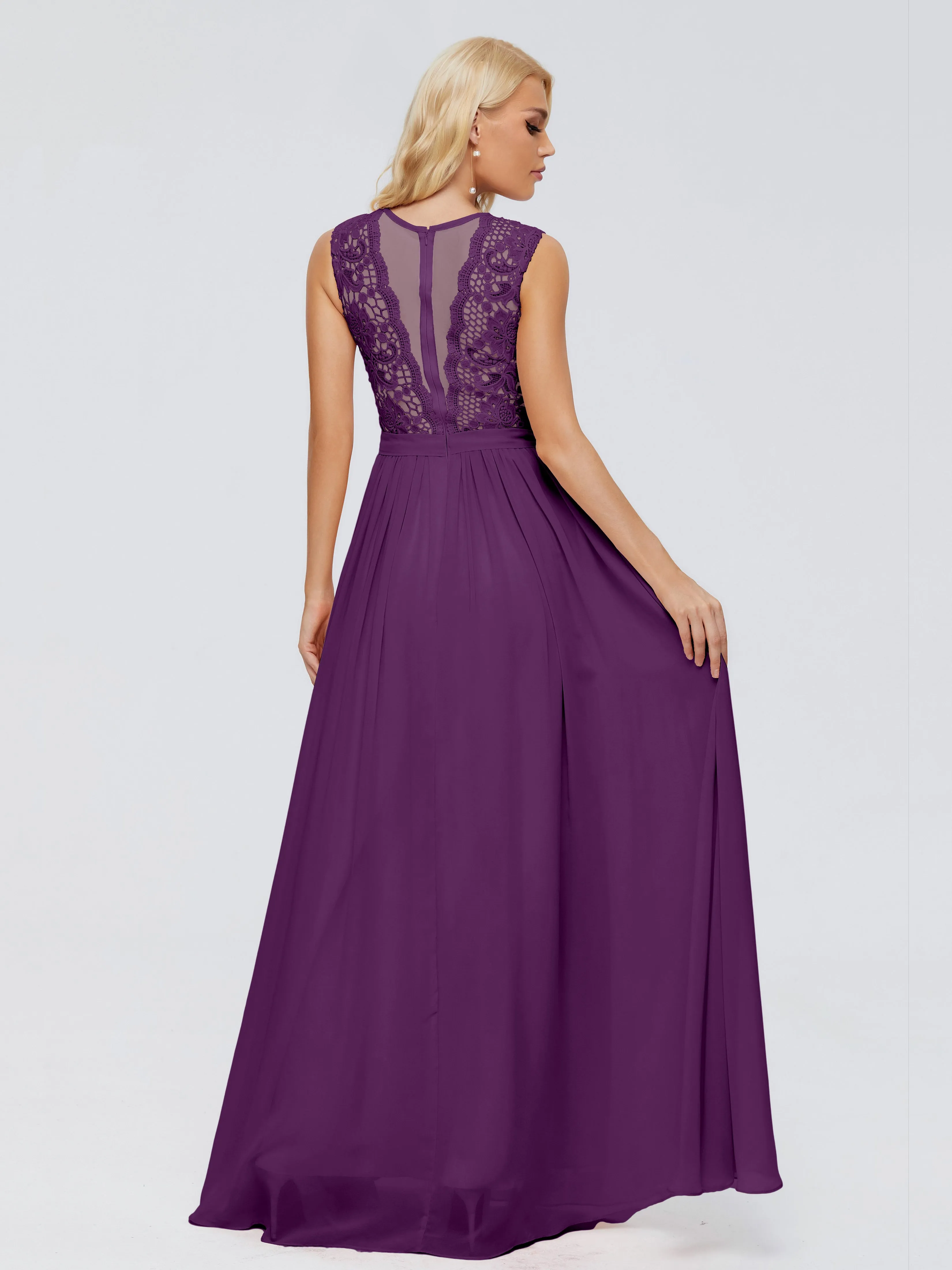 Bridesmaid Dress Grape Melody Elegant Bateau Chiffon Bridesmaid Dresses