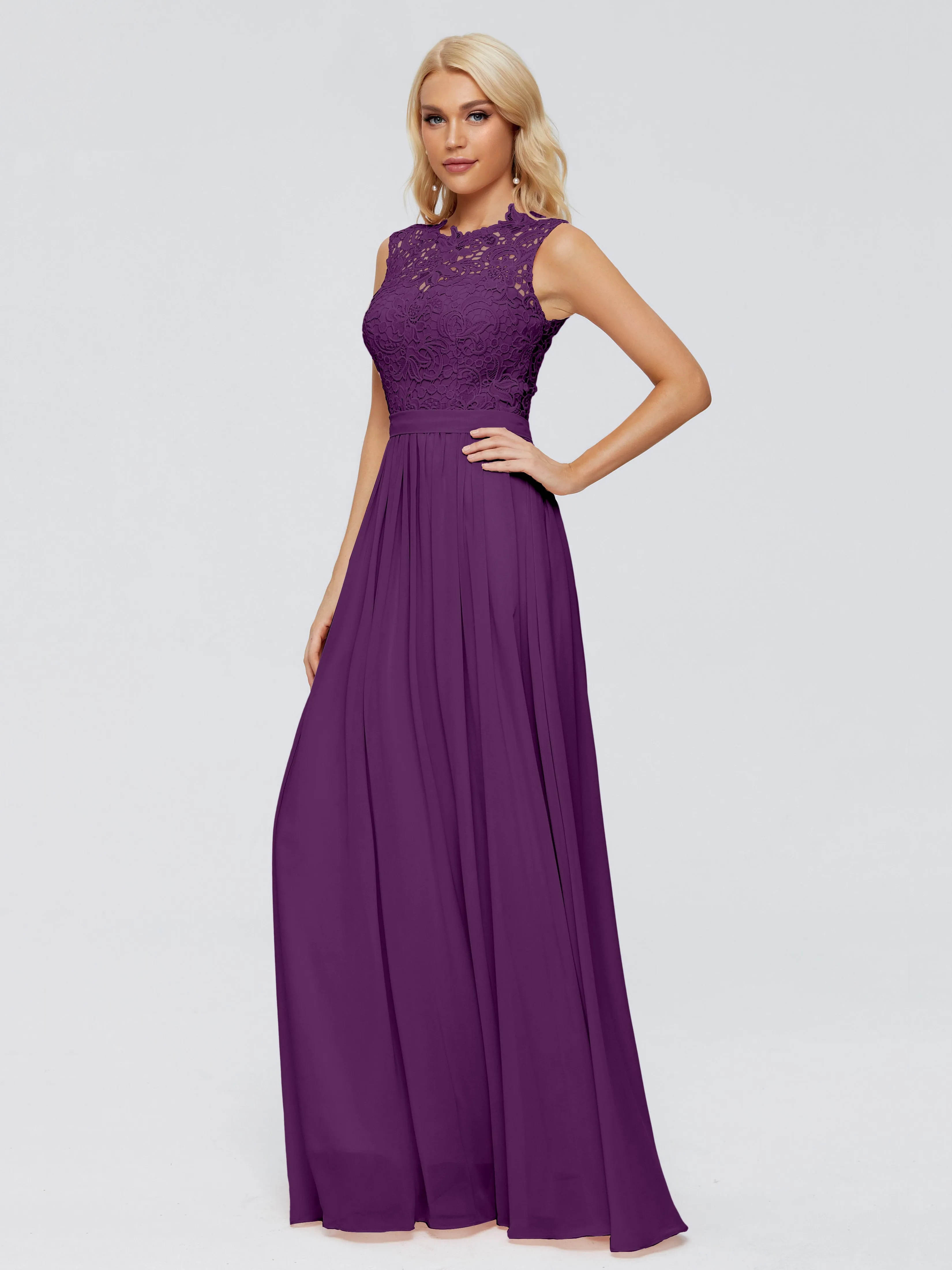 Bridesmaid Dress Grape Melody Elegant Bateau Chiffon Bridesmaid Dresses