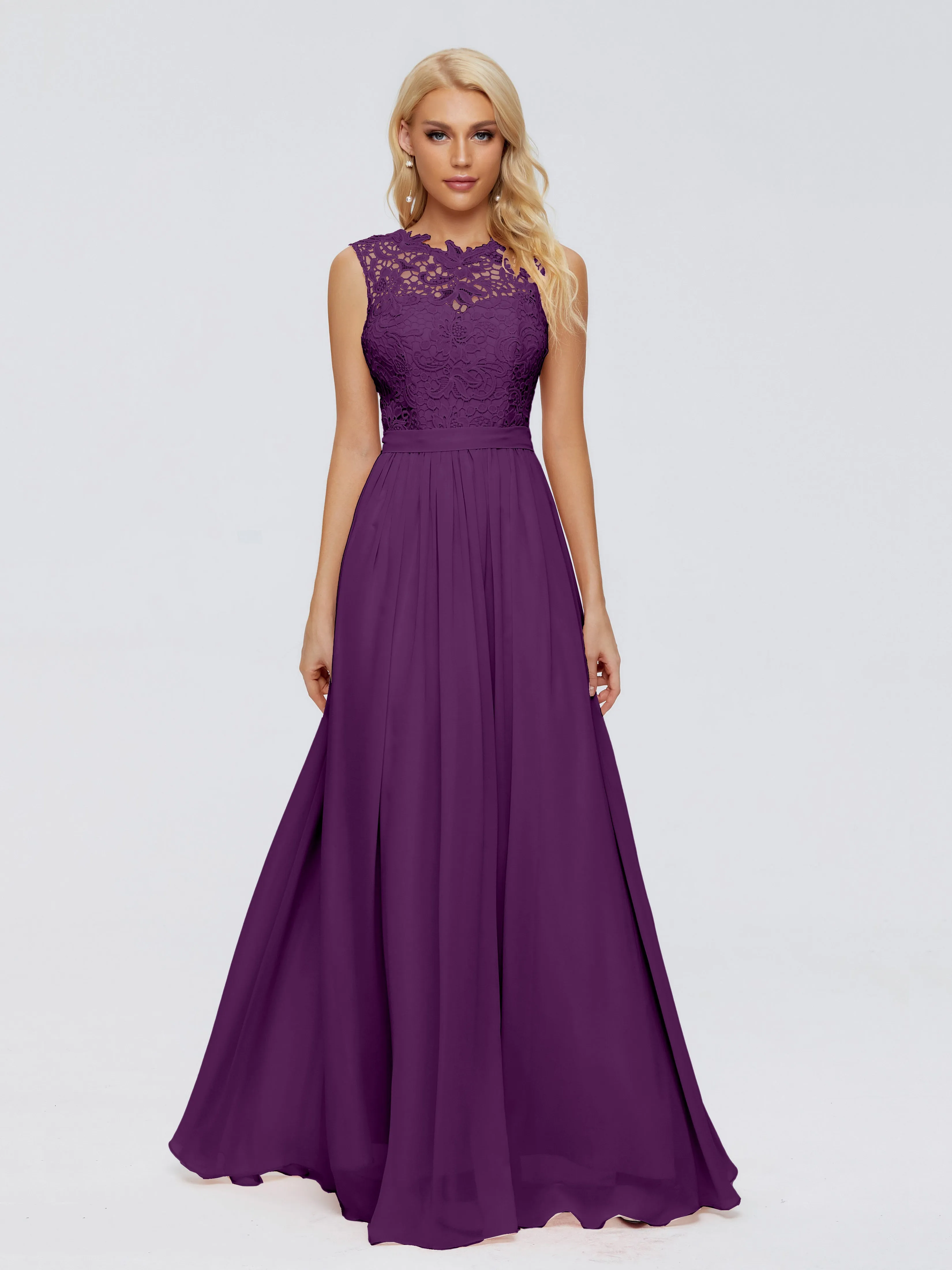Bridesmaid Dress Grape Melody Elegant Bateau Chiffon Bridesmaid Dresses