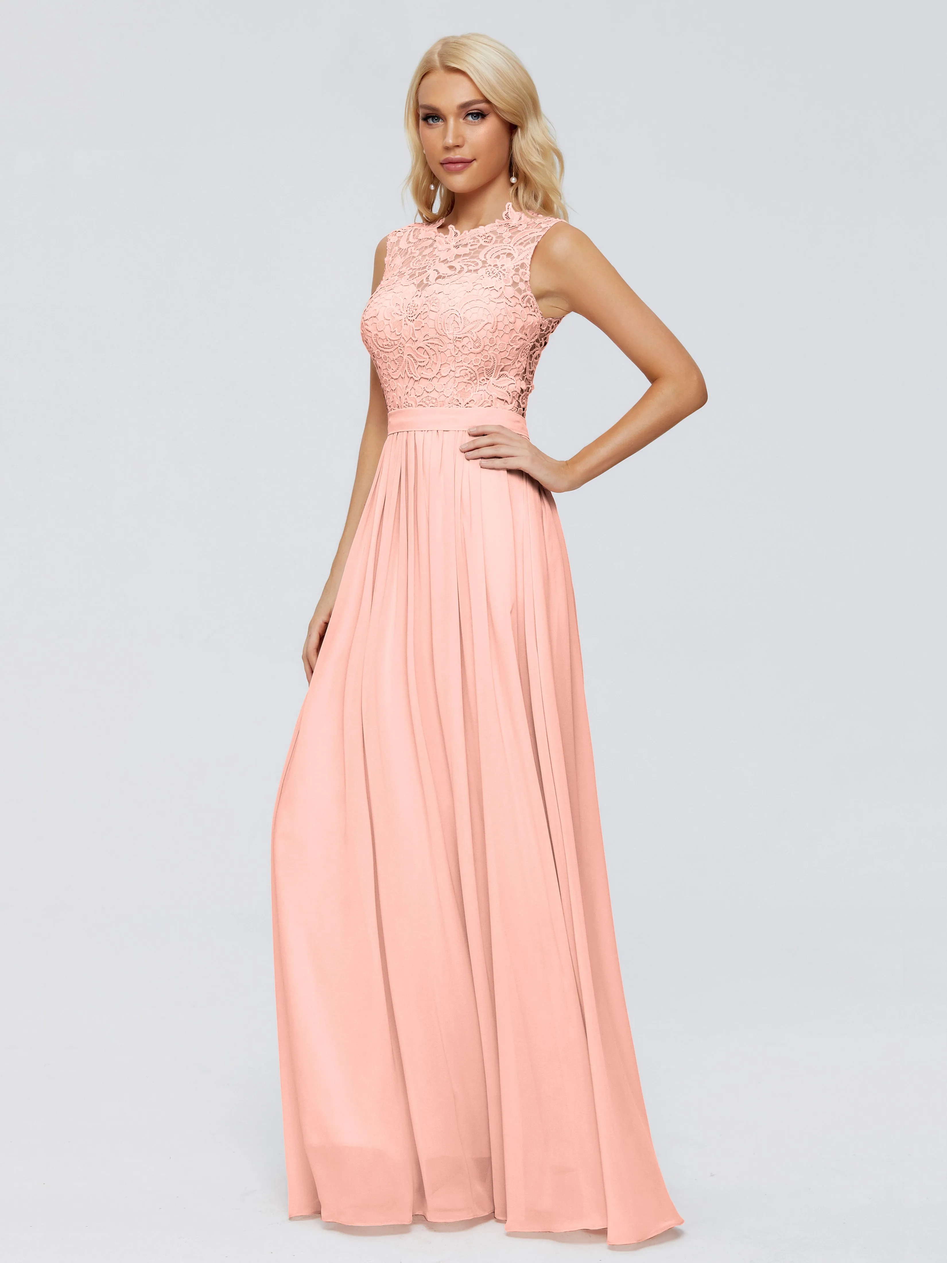 Bright Coral Bridesmaid Dresses Melody Elegant Bateau Chiffon Bridesmaid Dresses