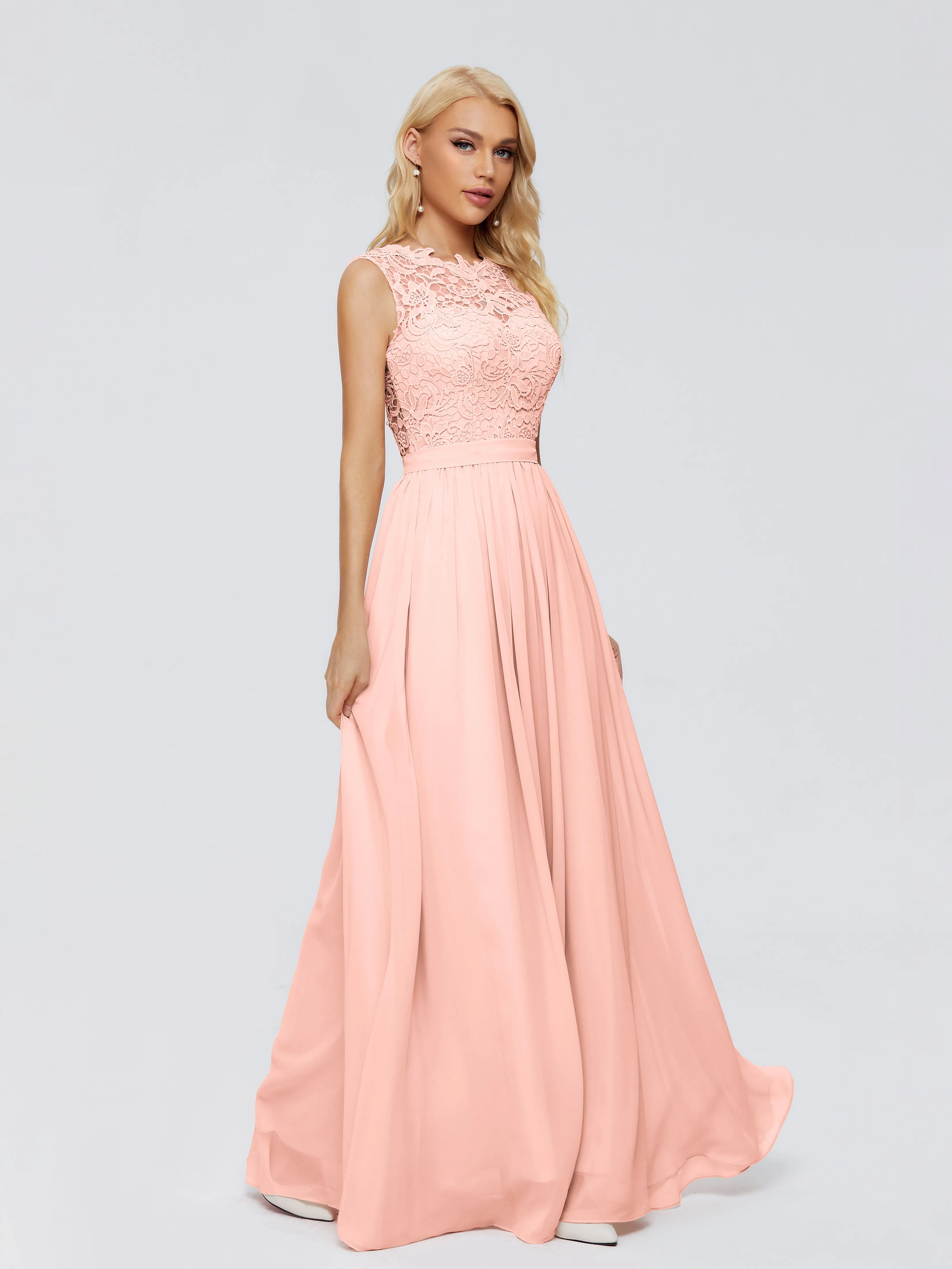 Bright Coral Bridesmaid Dresses Melody Elegant Bateau Chiffon Bridesmaid Dresses