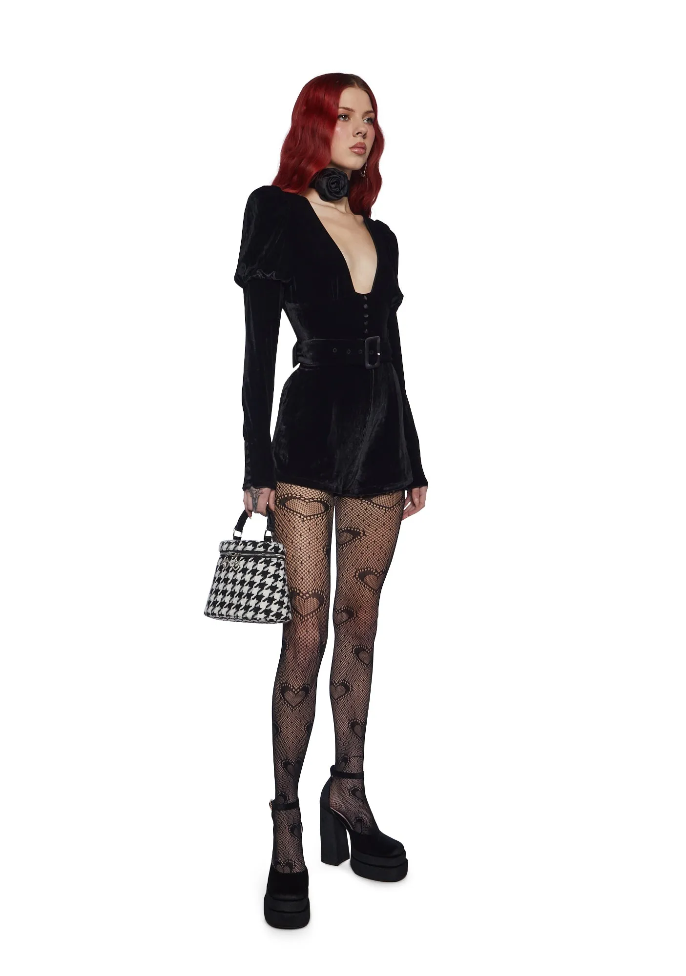 Chic Manners Velvet Romper - Black