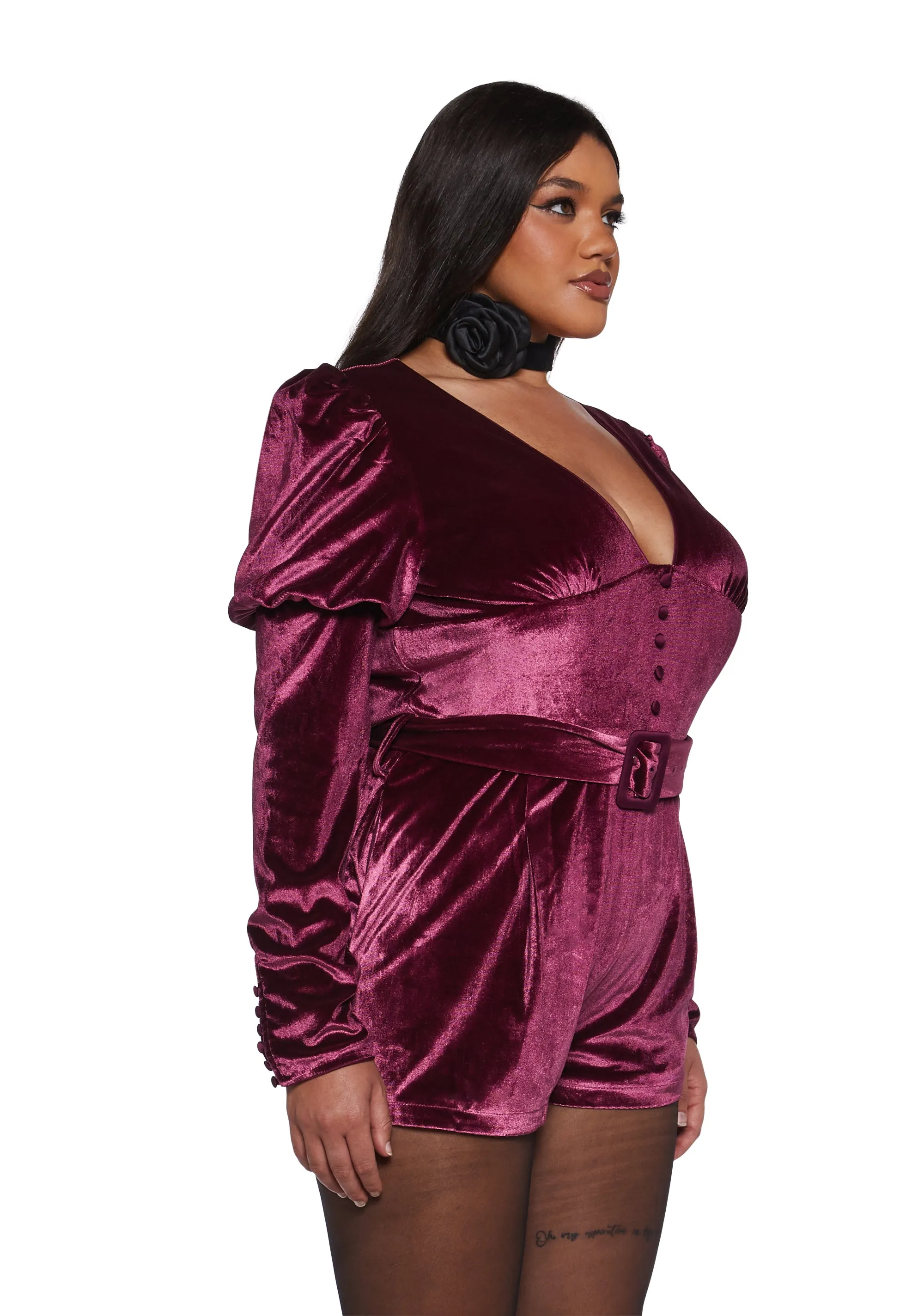 Chic Manners Velvet Romper - Pink