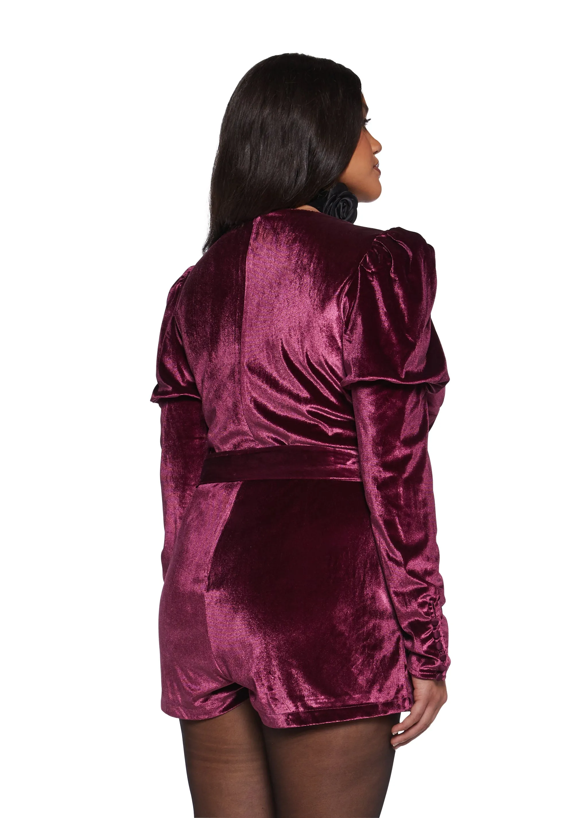 Chic Manners Velvet Romper - Pink