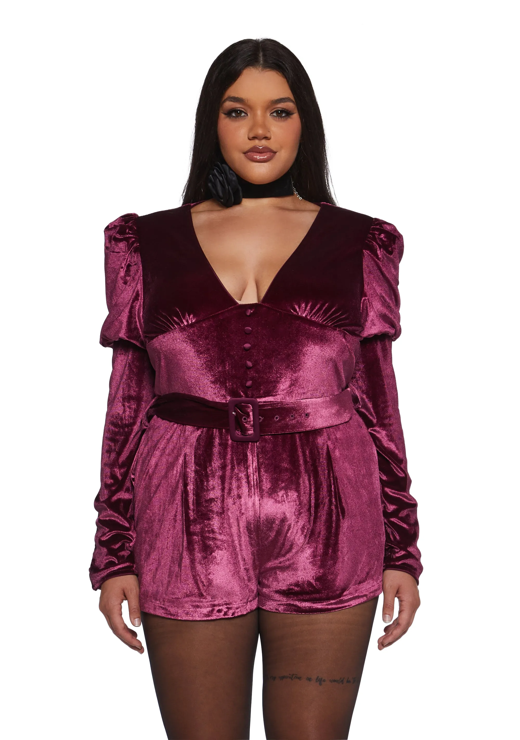 Chic Manners Velvet Romper - Pink