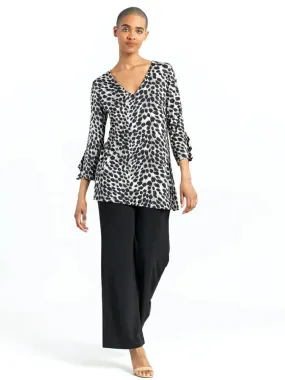CLARA SUNWOO TU63P Flutter Cuff Side Vent Tunic Cheetah Spot