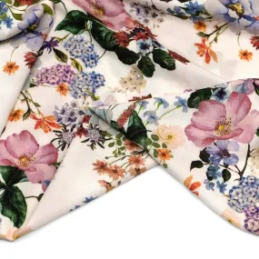 Deadstock Soft Daydream Viscose Challis - Ivory/Pine/Rose