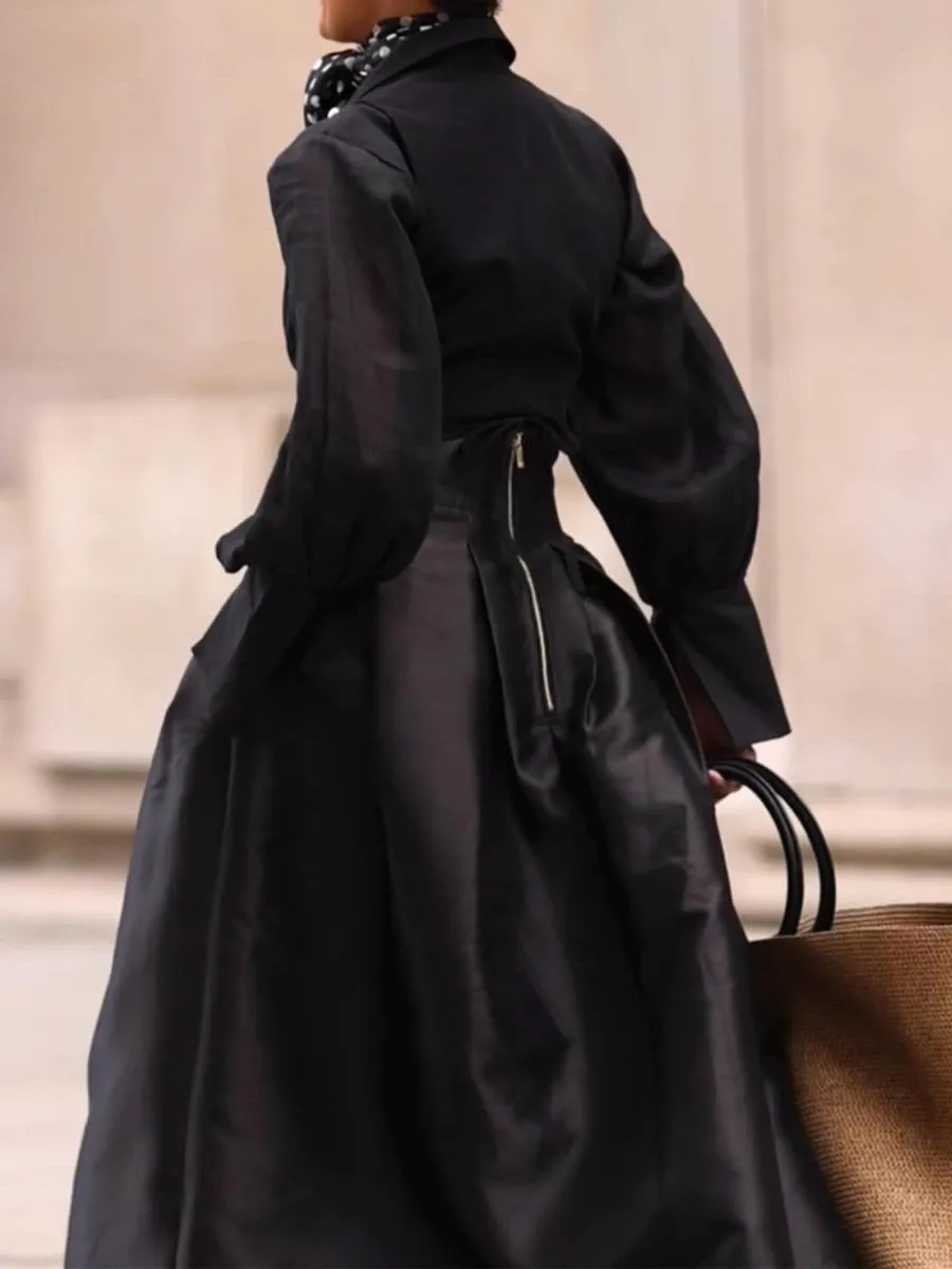 Elegant Mesh Pleated Two Pieces Dress