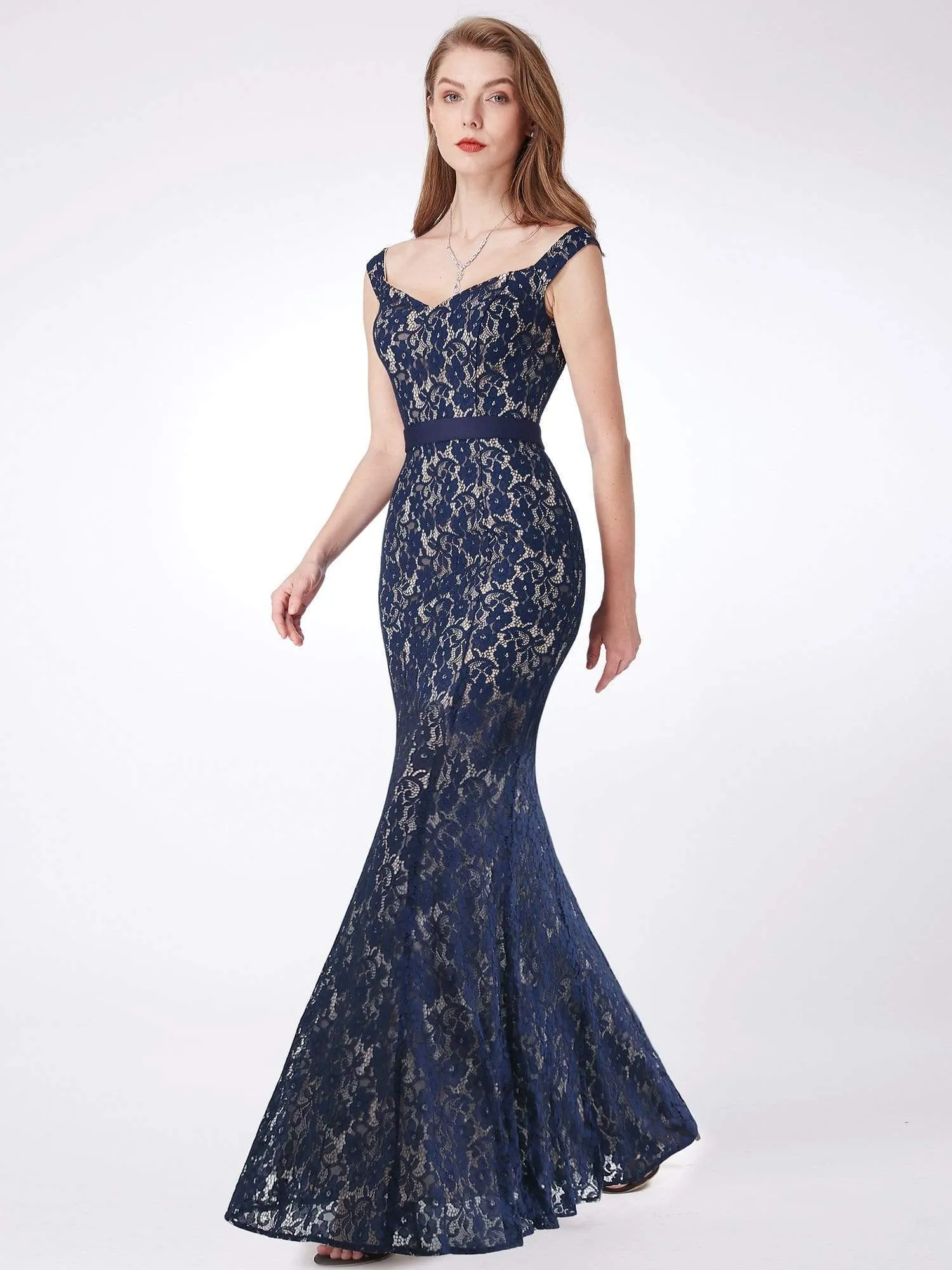 Elegant Off Shoulder Lace Evening Dress