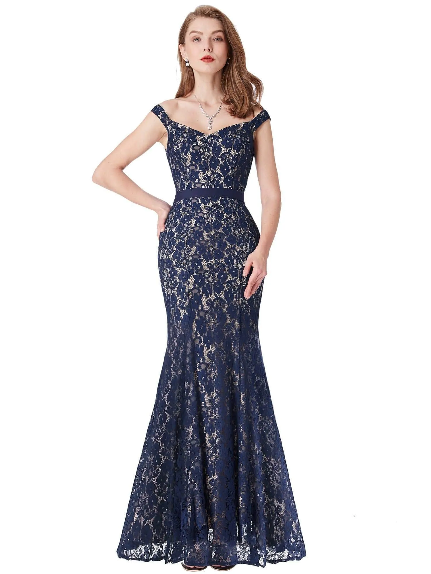 Elegant Off Shoulder Lace Evening Dress
