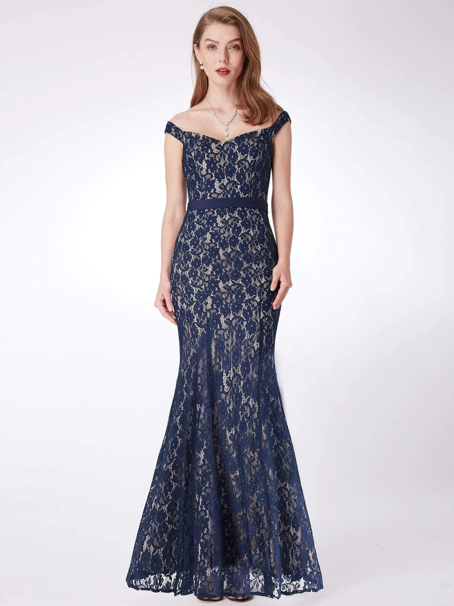 Elegant Off Shoulder Lace Evening Dress