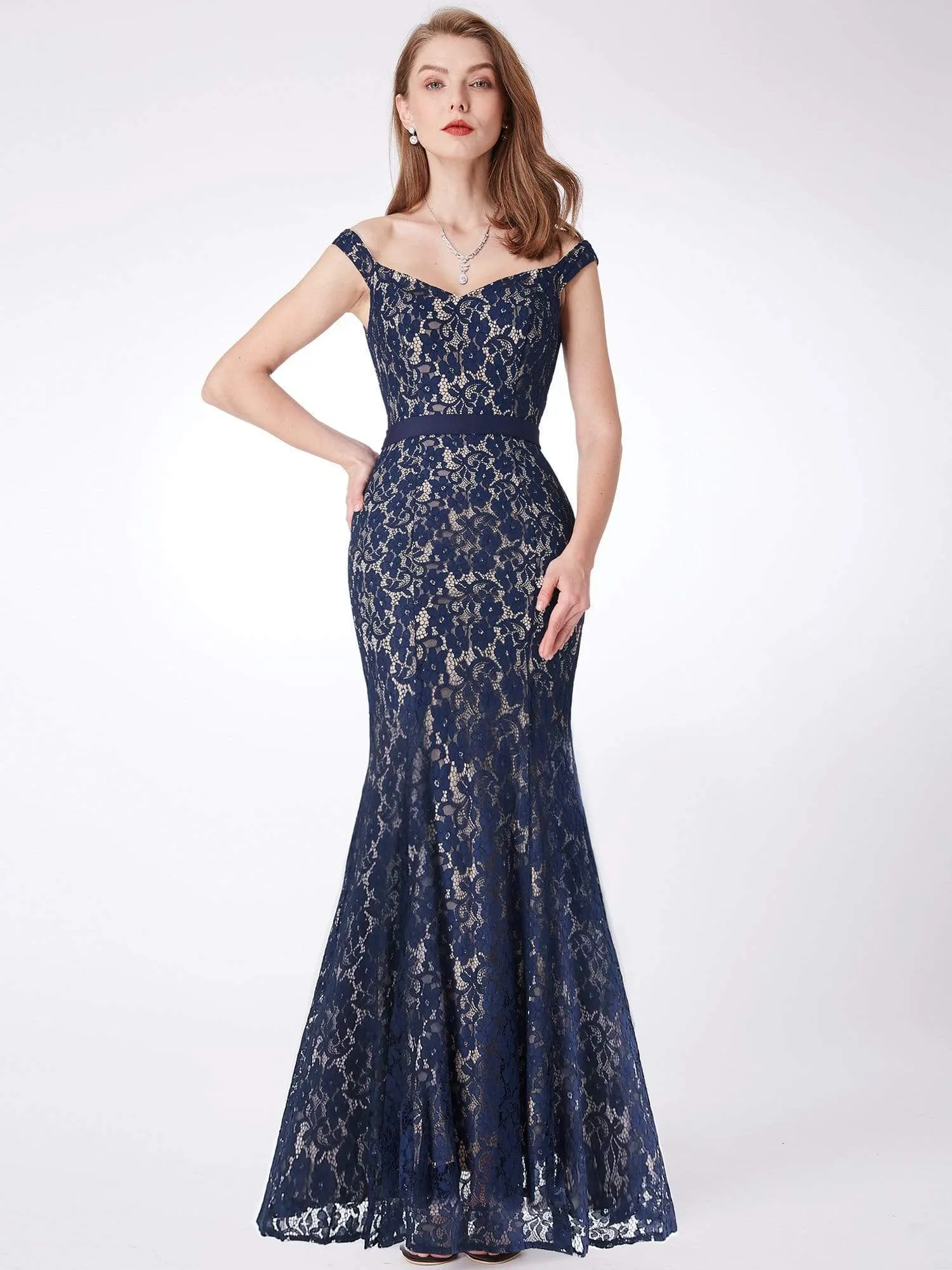 Elegant Off Shoulder Lace Evening Dress