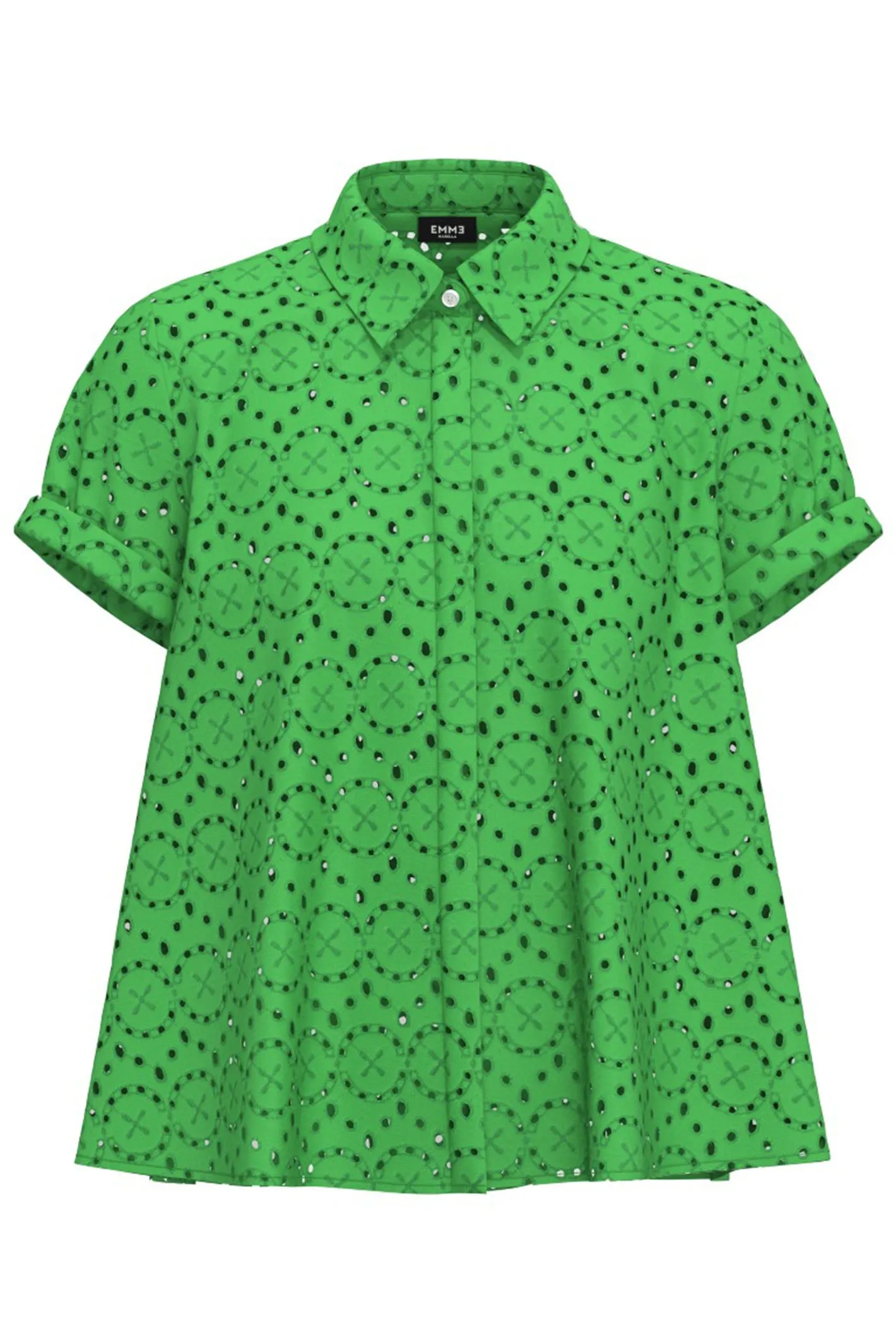 Emme Tiro 2415111102200 Emerald Green Lace Cotton Blouse