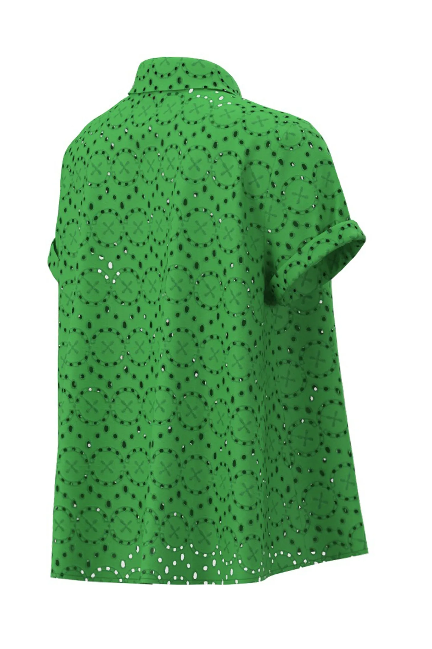 Emme Tiro 2415111102200 Emerald Green Lace Cotton Blouse
