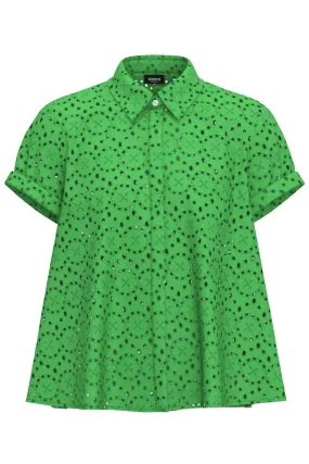 Emme Tiro 2415111102200 Emerald Green Lace Cotton Blouse