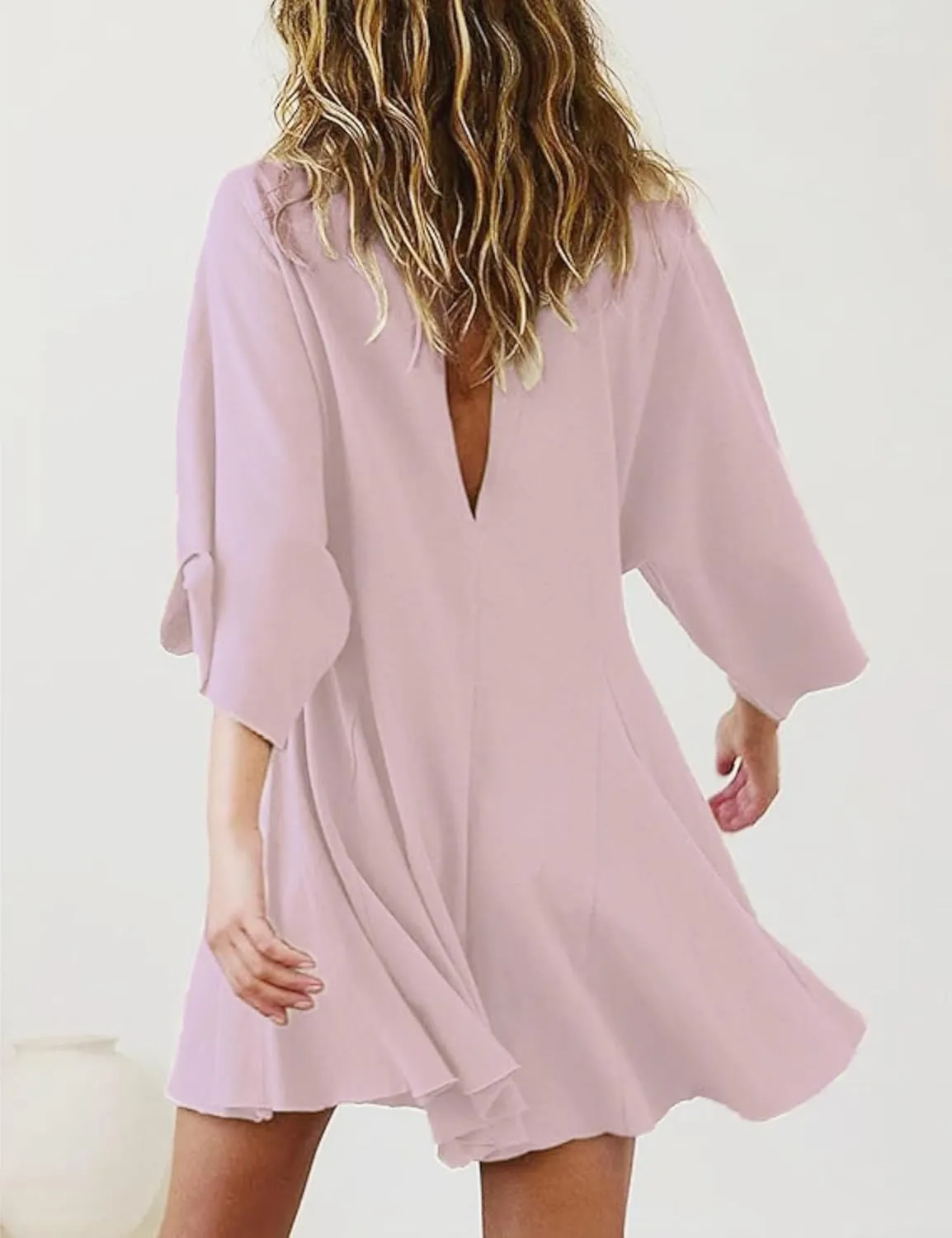 Esmeling Womens Loose Romper Dress Casual 3/4 Sleeve Jumpsuits Onesie Shorts Rompers with Pocket