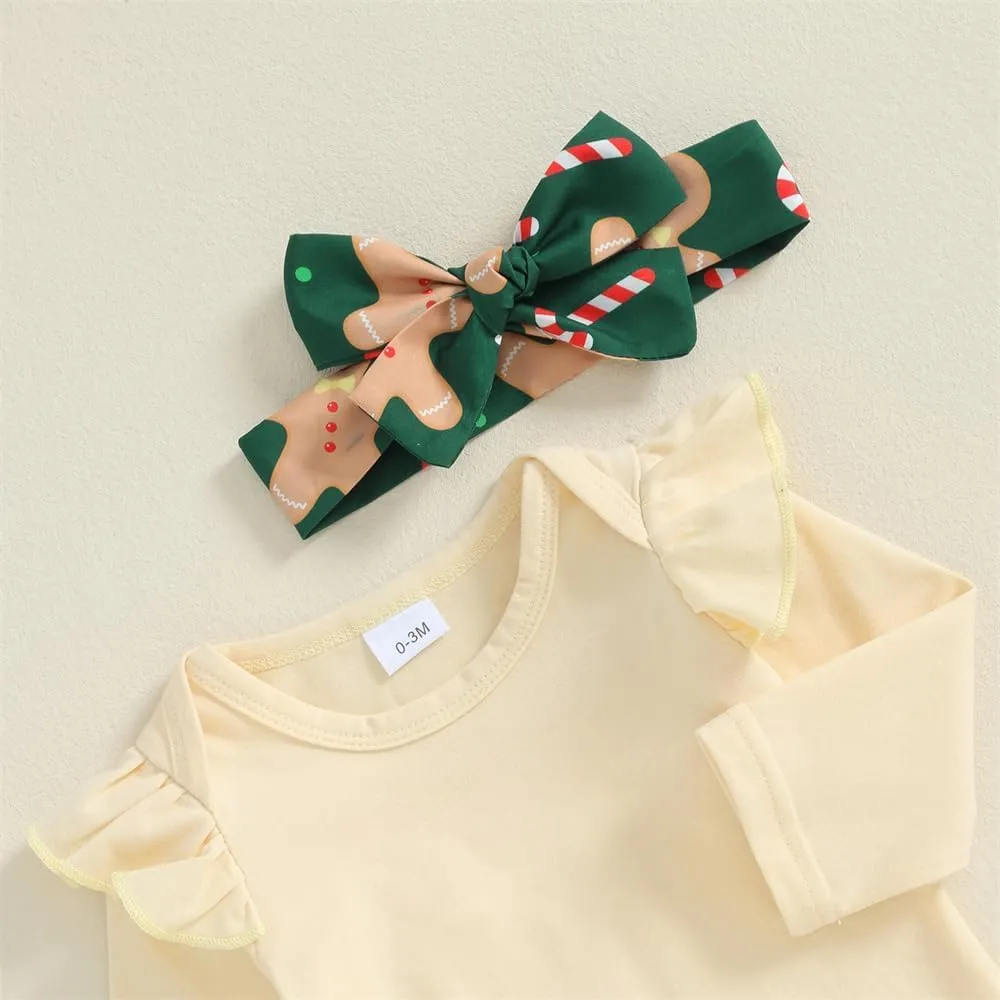 FIOMVA My First Christmas Baby Girl Outfit Newborn Romper Skirts Set Fall Winter Infant Christmas Dress Overall Clothes