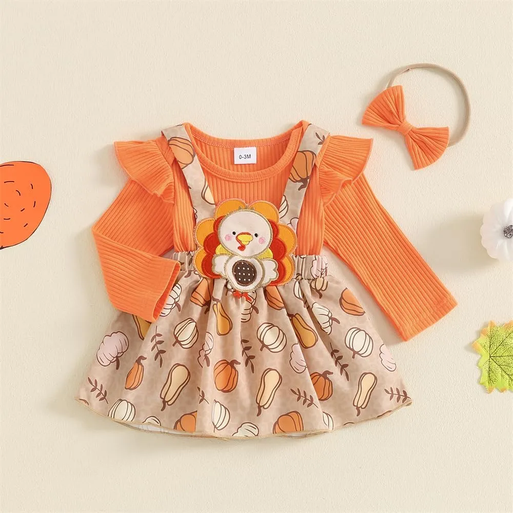 FIOMVA My First Christmas Baby Girl Outfit Newborn Romper Skirts Set Fall Winter Infant Christmas Dress Overall Clothes