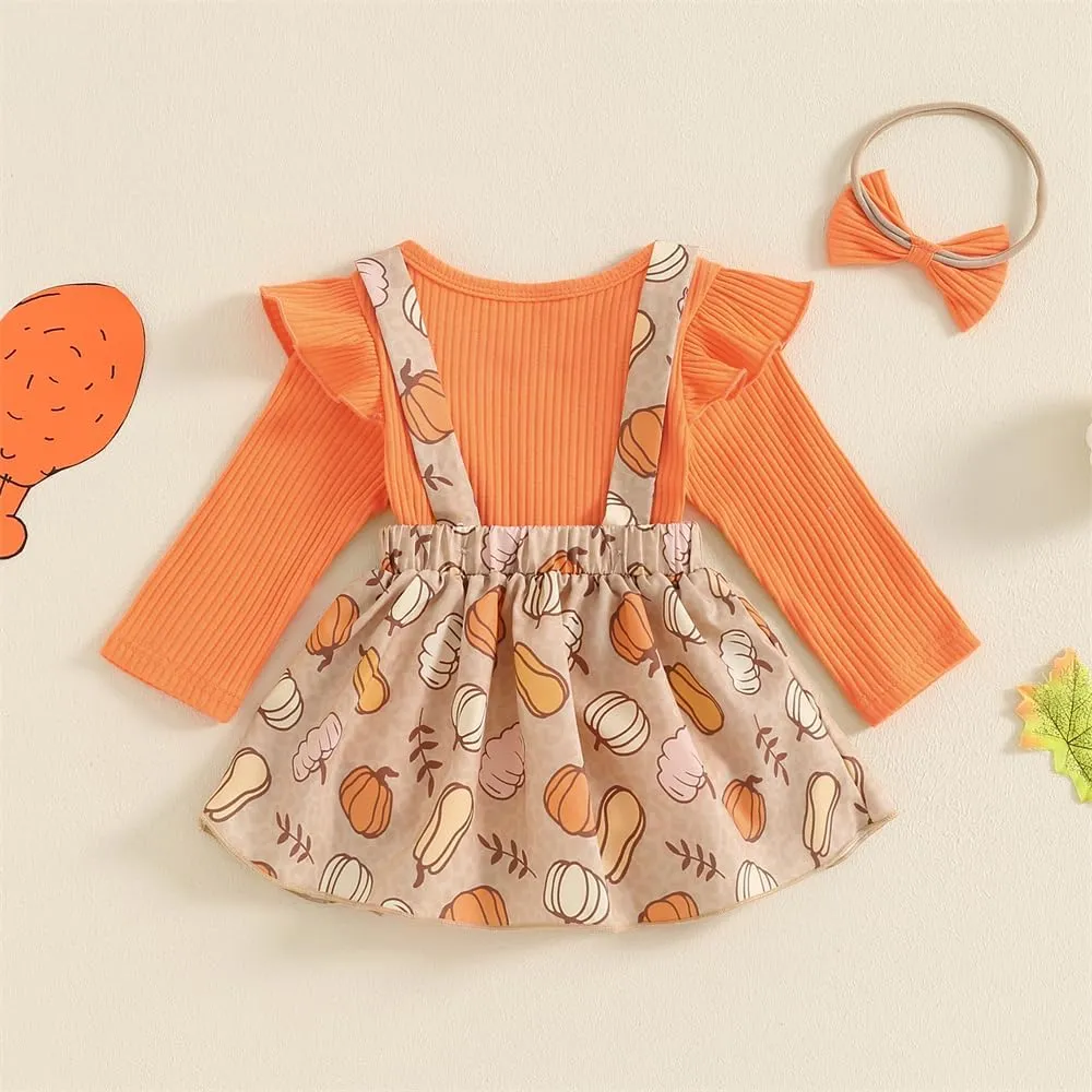FIOMVA My First Christmas Baby Girl Outfit Newborn Romper Skirts Set Fall Winter Infant Christmas Dress Overall Clothes