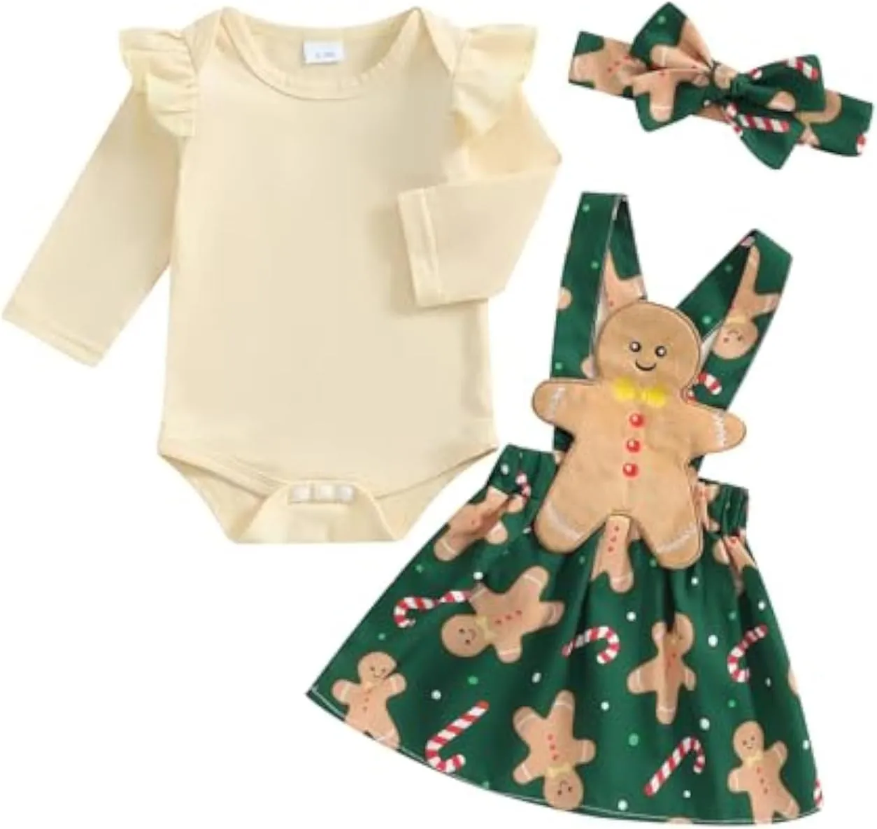 FIOMVA My First Christmas Baby Girl Outfit Newborn Romper Skirts Set Fall Winter Infant Christmas Dress Overall Clothes
