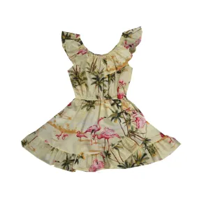 Flamingo Cotton Hawaiian Dress Girl