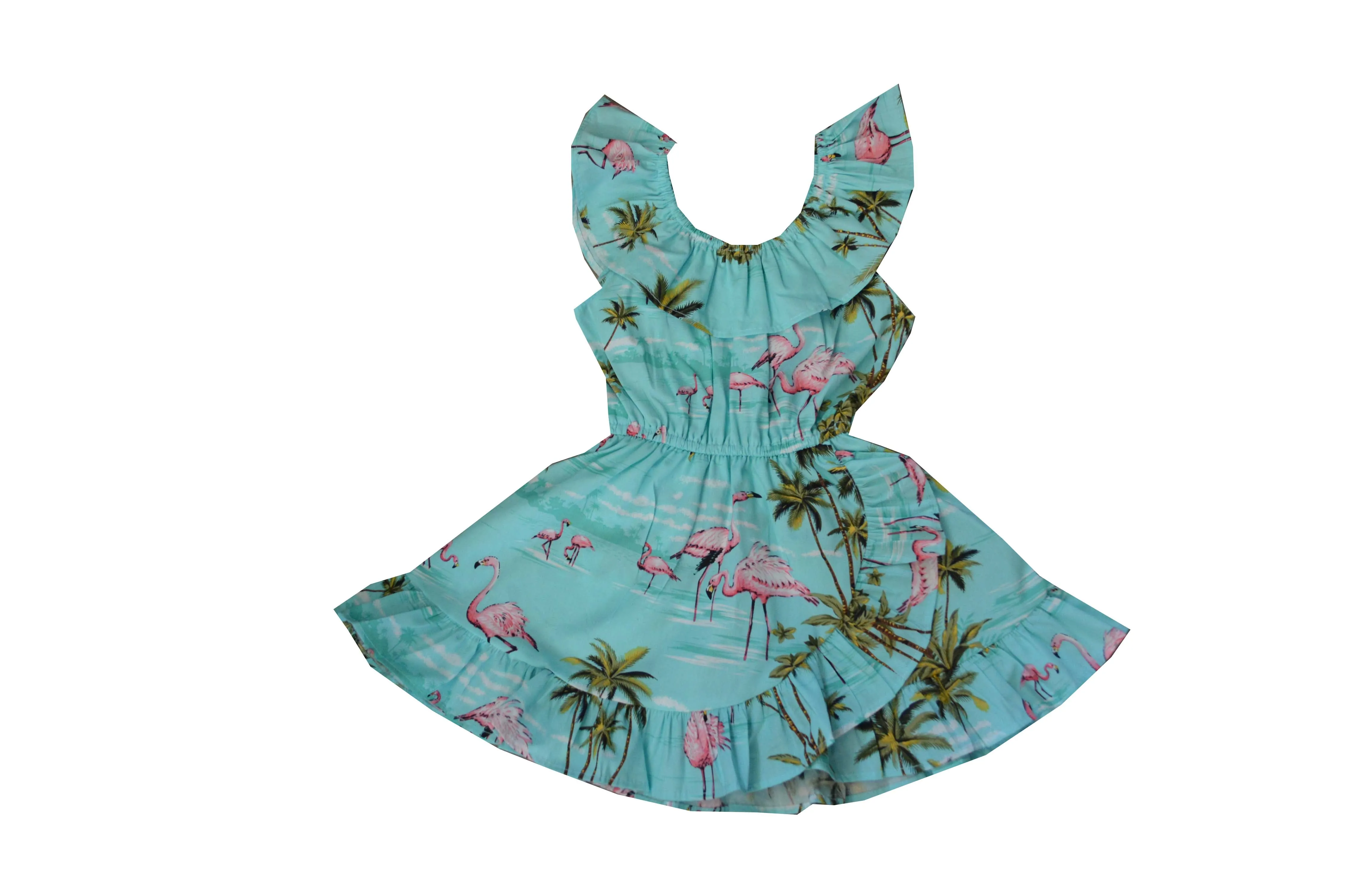 Flamingo Cotton Hawaiian Dress Girl