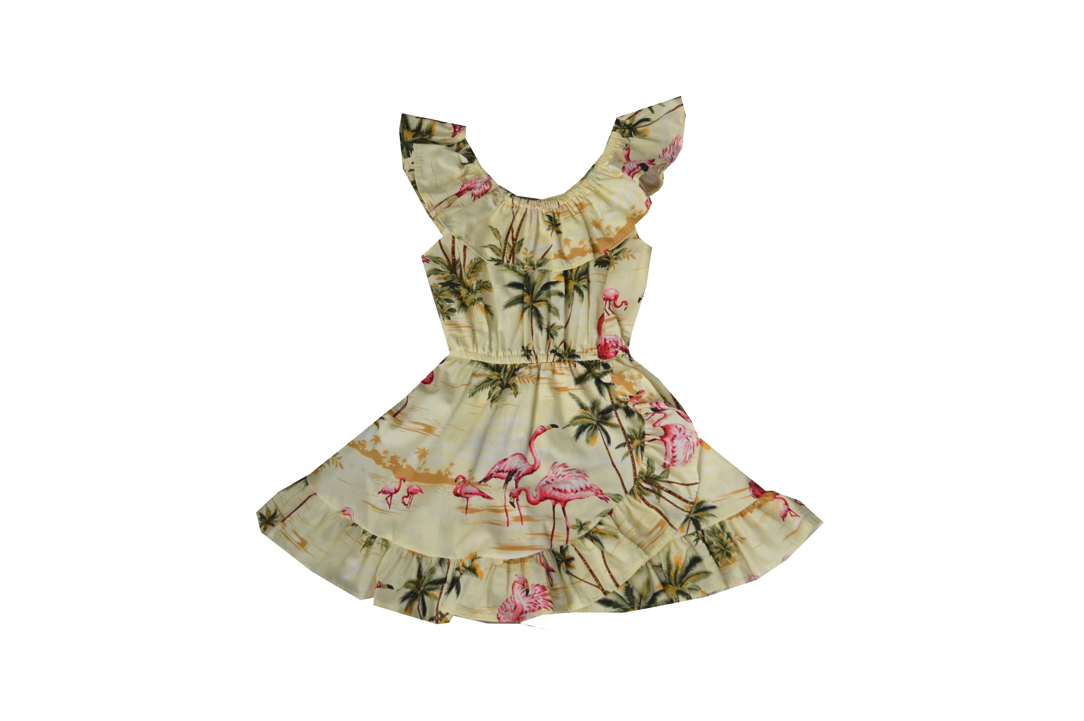 Flamingo Cotton Hawaiian Dress Girl