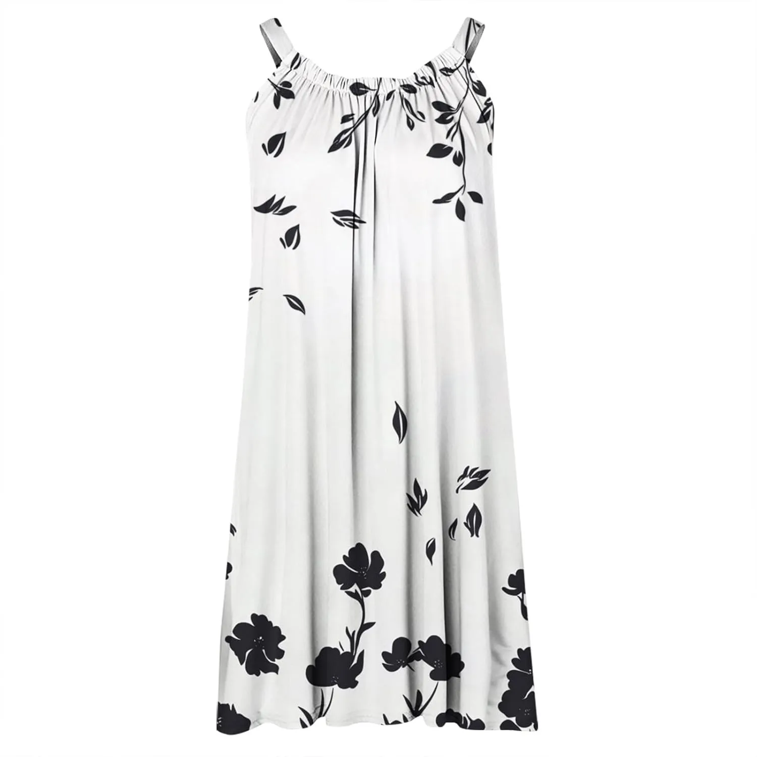 Floral Boho Mini Dress for Women Sleeeveless Spaghetti Strap A Line Causal Dresses Loose Beach Cover up Sundresses