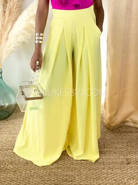 Flowy Light Lemon Yellow Palazzo Pants